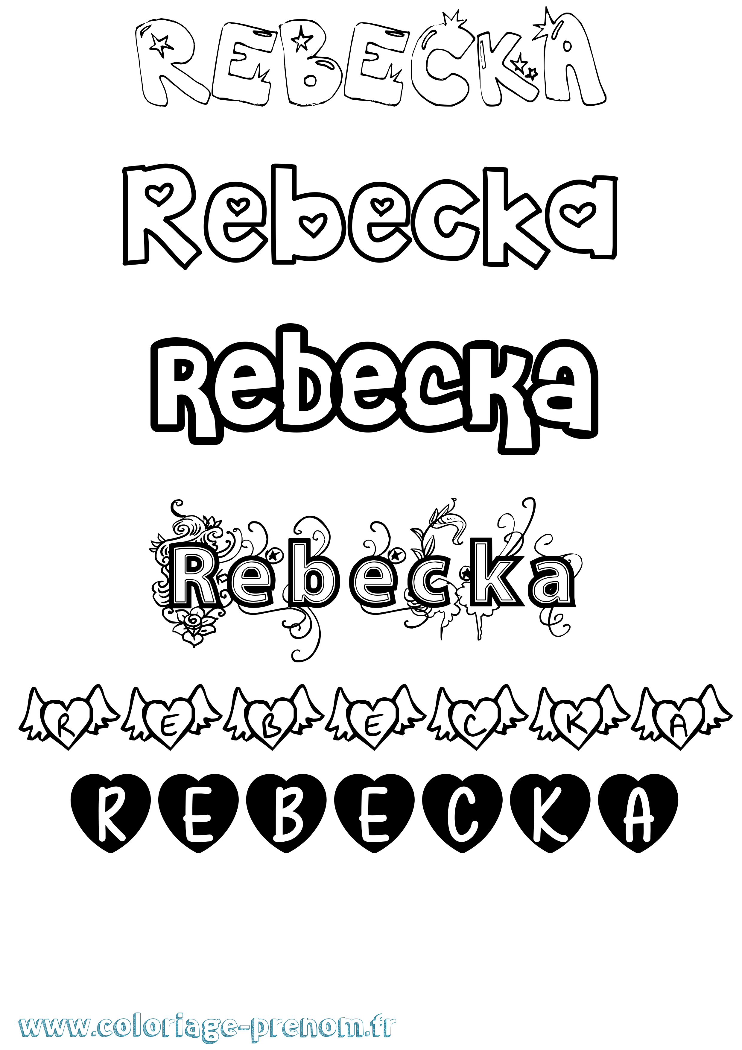 Coloriage Rebecka Girly Coloriage prénom Rebecka Girly