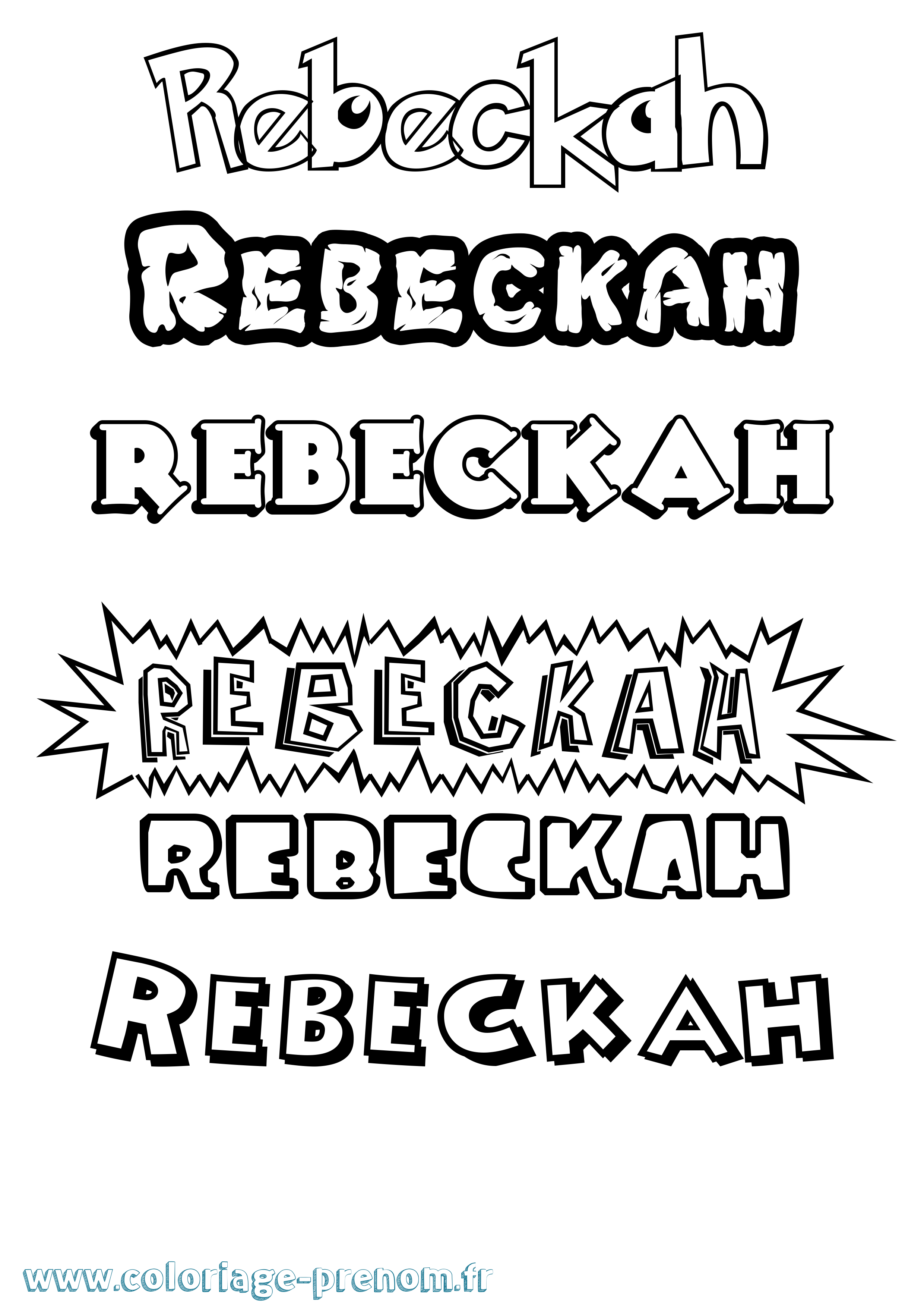 Coloriage Rebeckah Dessin Animé Coloriage prénom Rebeckah Dessin Animé