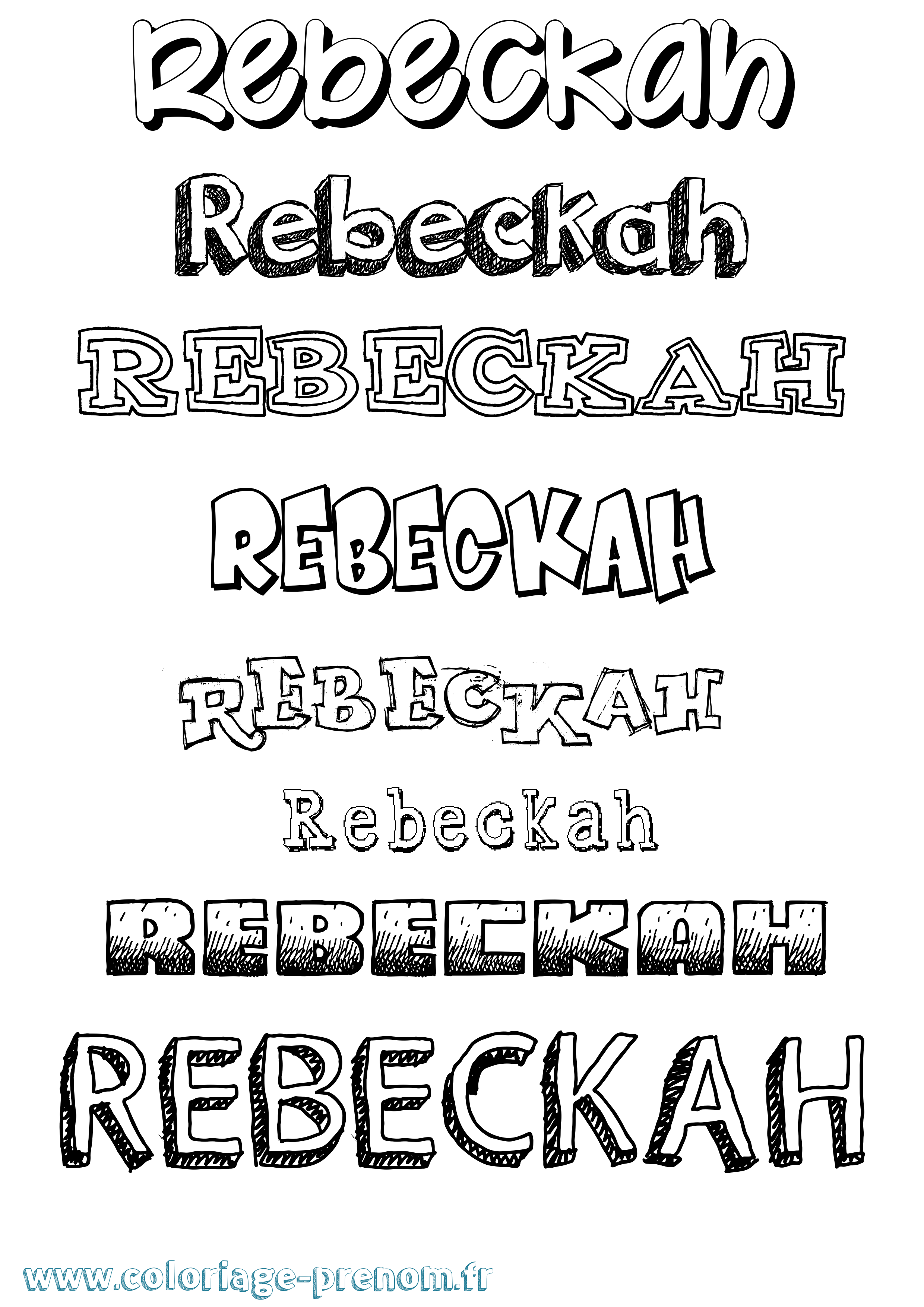 Coloriage Rebeckah Dessiné Coloriage prénom Rebeckah Dessiné