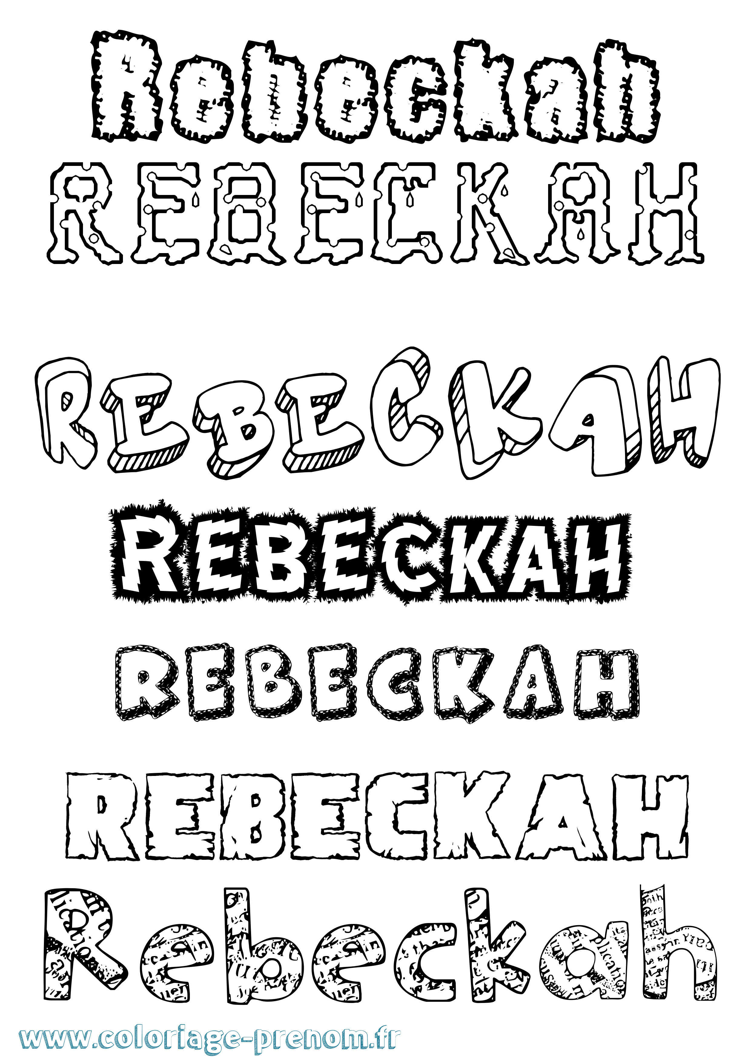 Coloriage Rebeckah Destructuré Coloriage prénom Rebeckah Destructuré