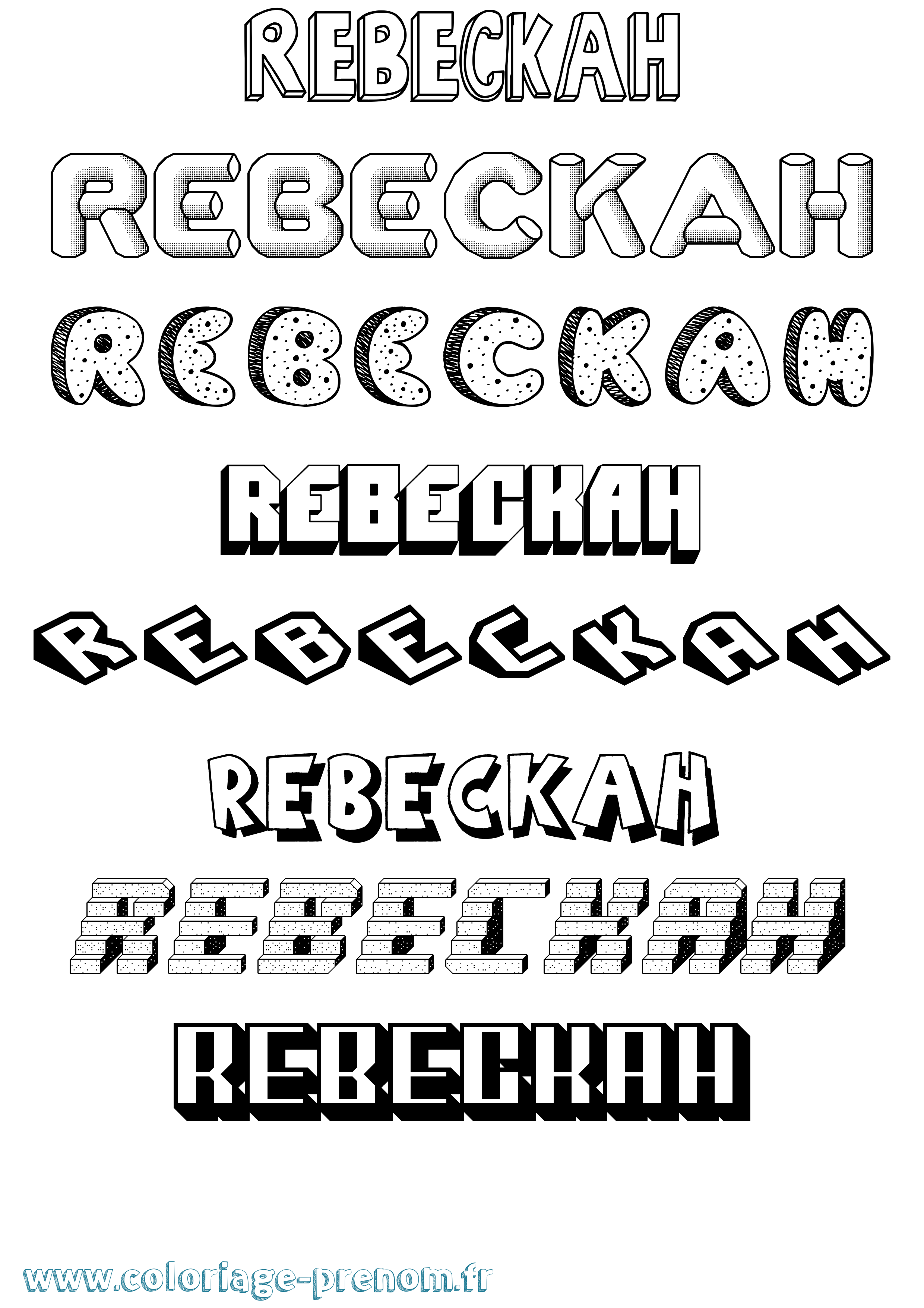 Coloriage Rebeckah Effet 3D Coloriage prénom Rebeckah Effet 3D