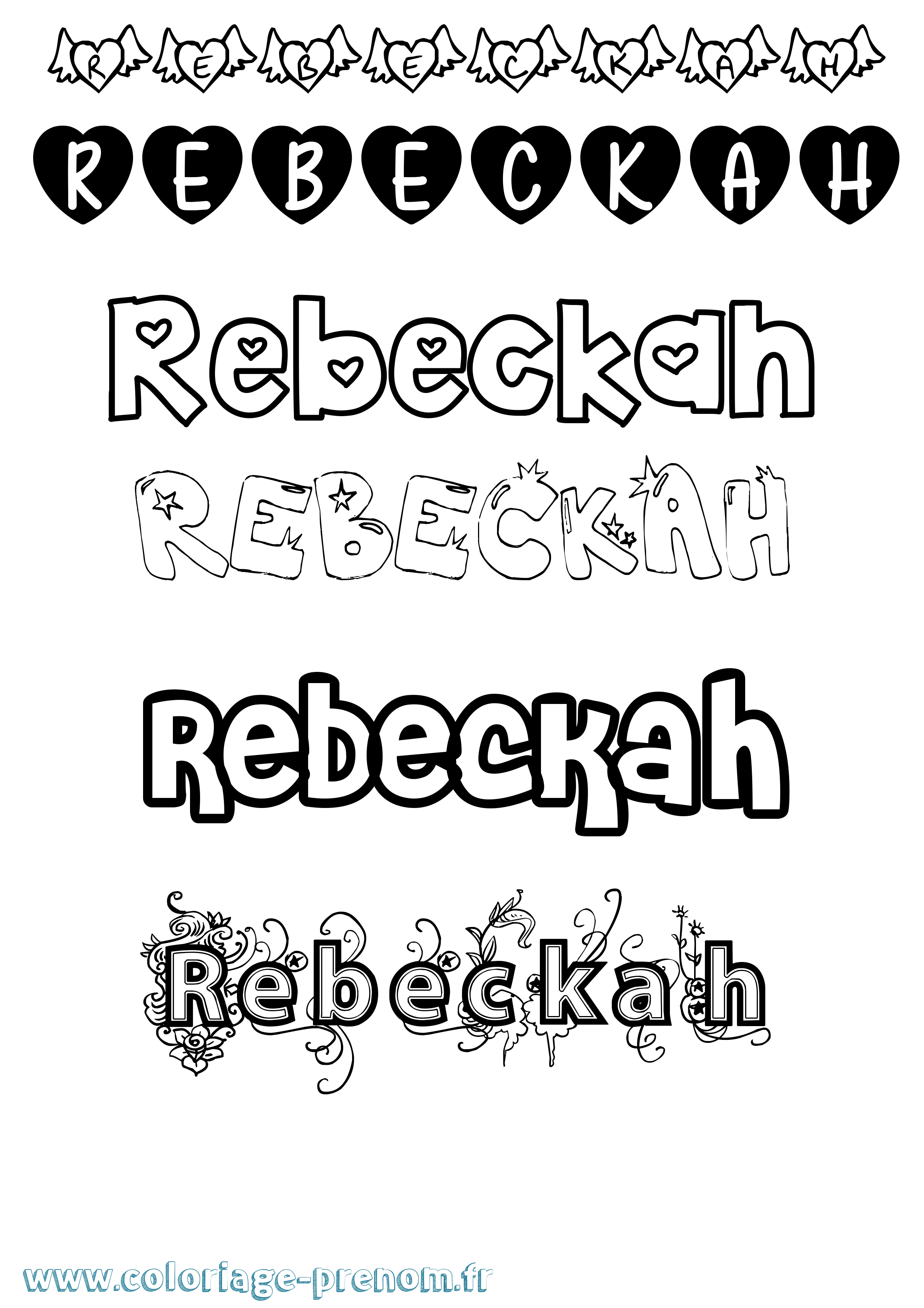Coloriage Rebeckah Girly Coloriage prénom Rebeckah Girly
