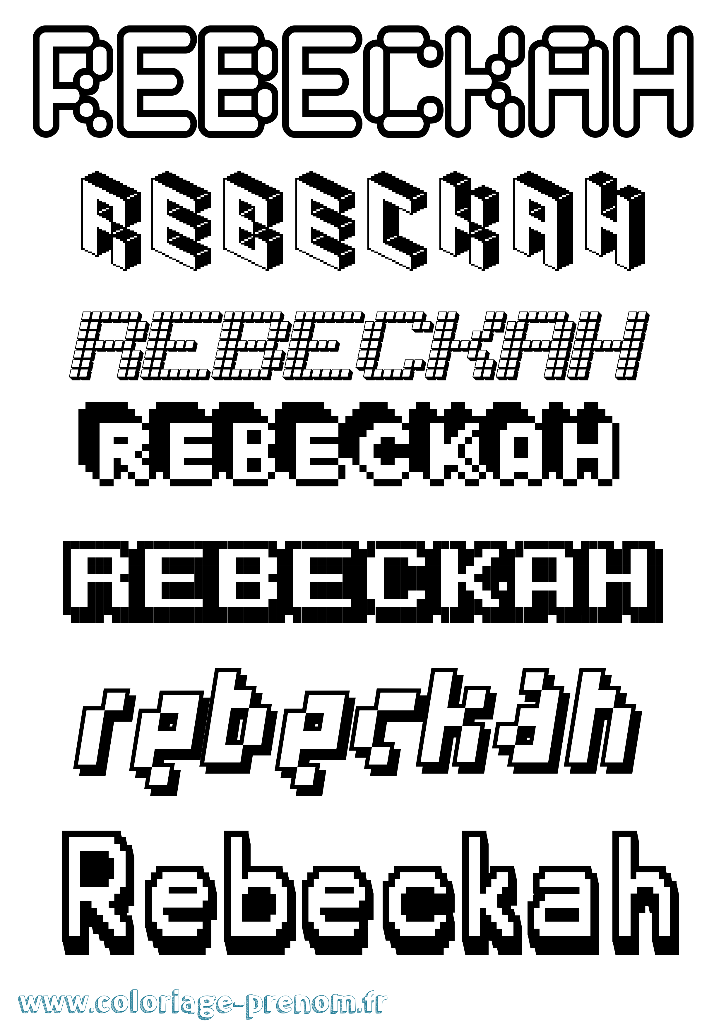 Coloriage Rebeckah Pixel Coloriage prénom Rebeckah Pixel