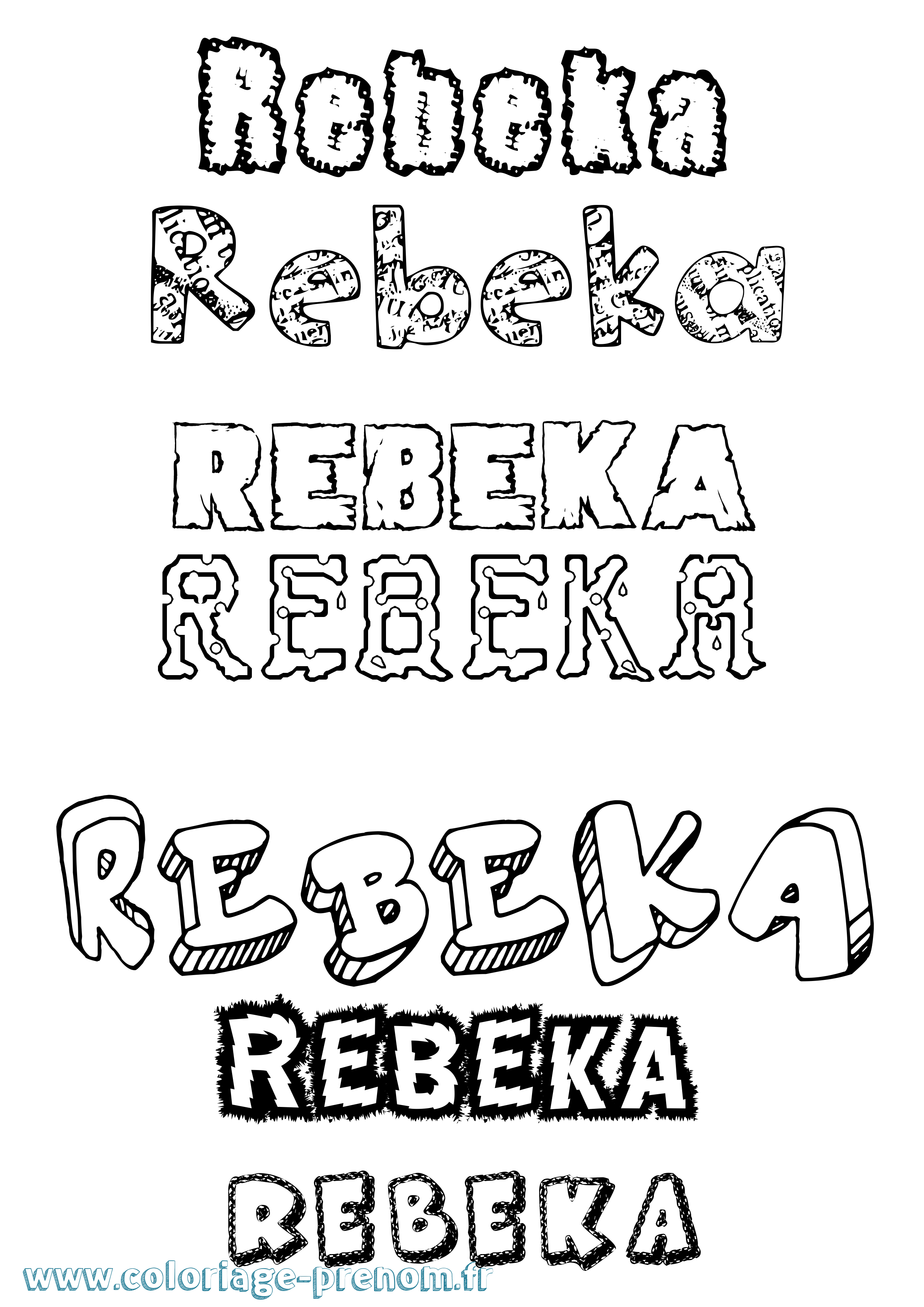 Coloriage Rebeka Destructuré Coloriage prénom Rebeka Destructuré