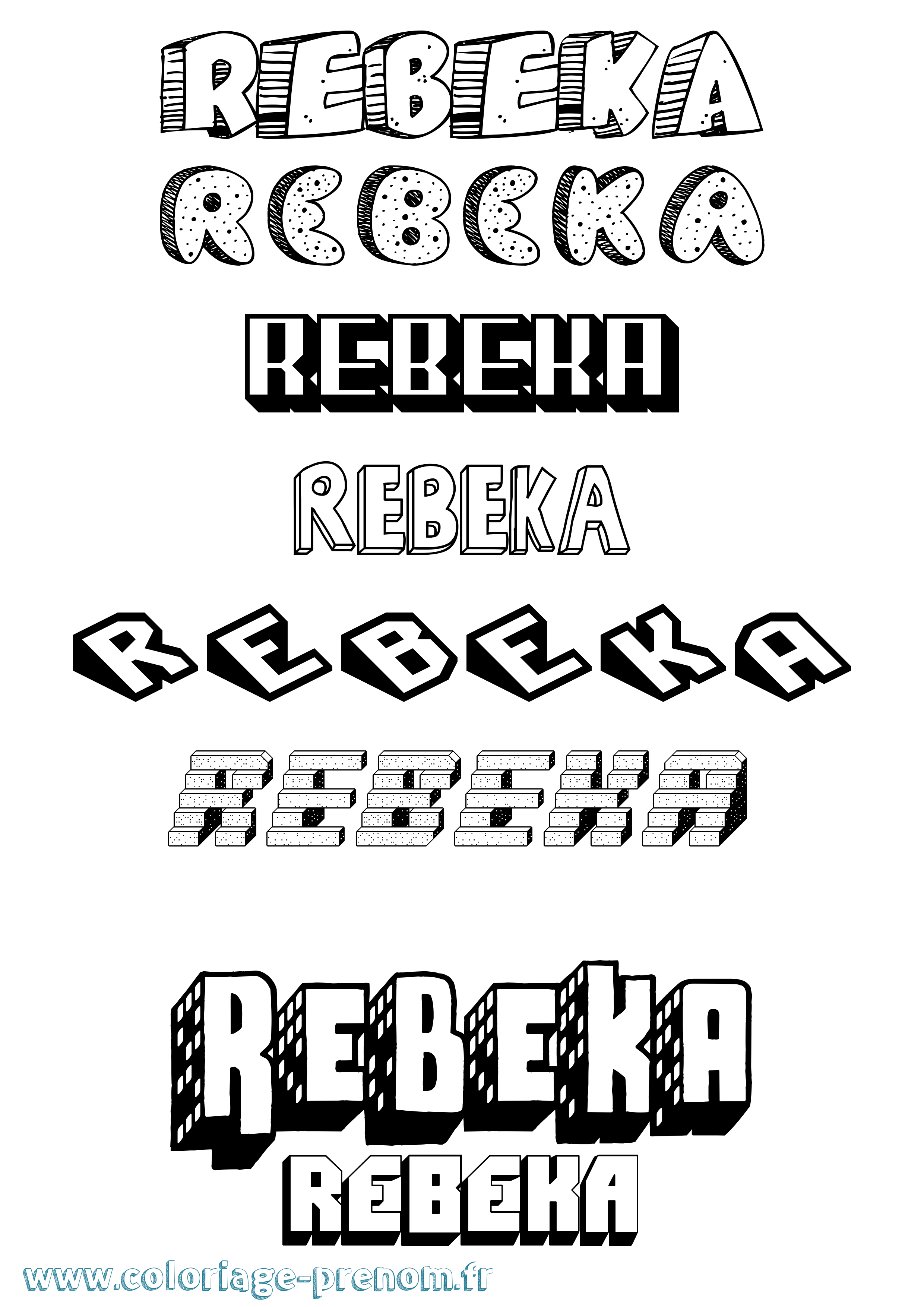 Coloriage Rebeka Effet 3D Coloriage prénom Rebeka Effet 3D