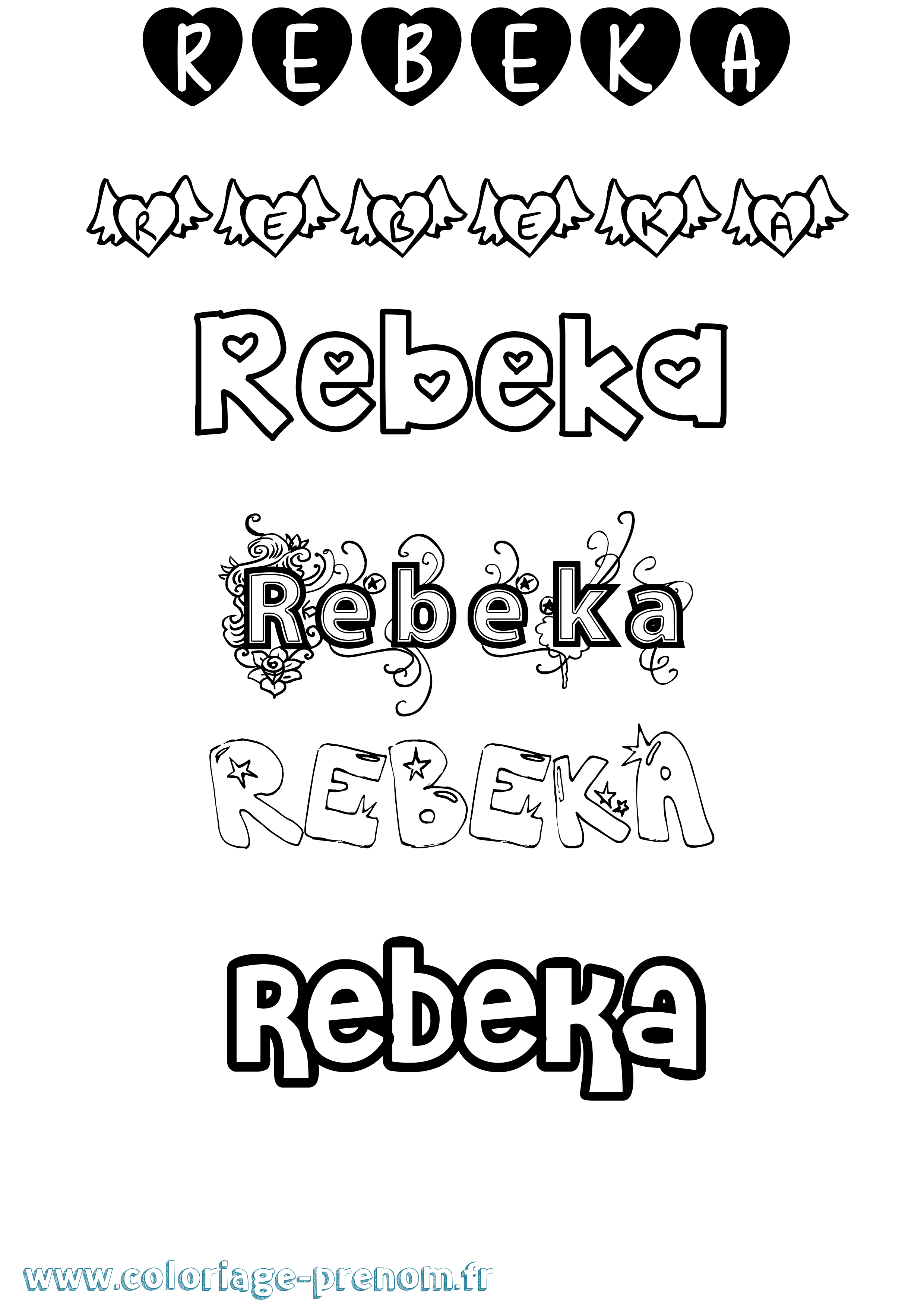 Coloriage Rebeka Girly Coloriage prénom Rebeka Girly
