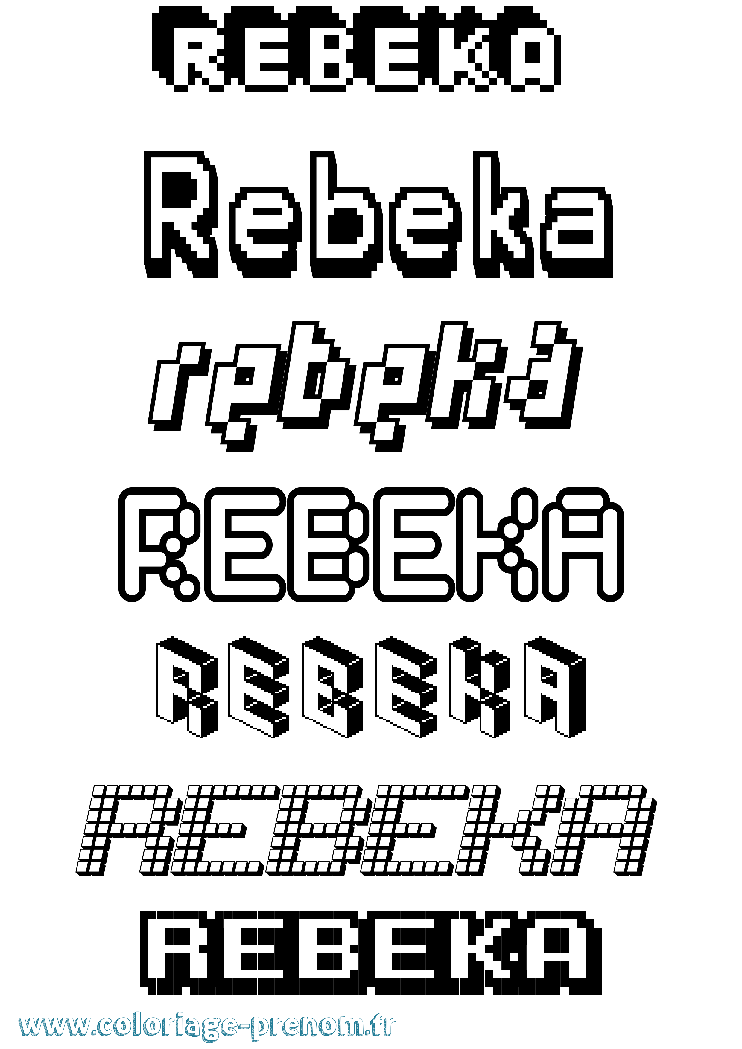 Coloriage Rebeka Pixel Coloriage prénom Rebeka Pixel