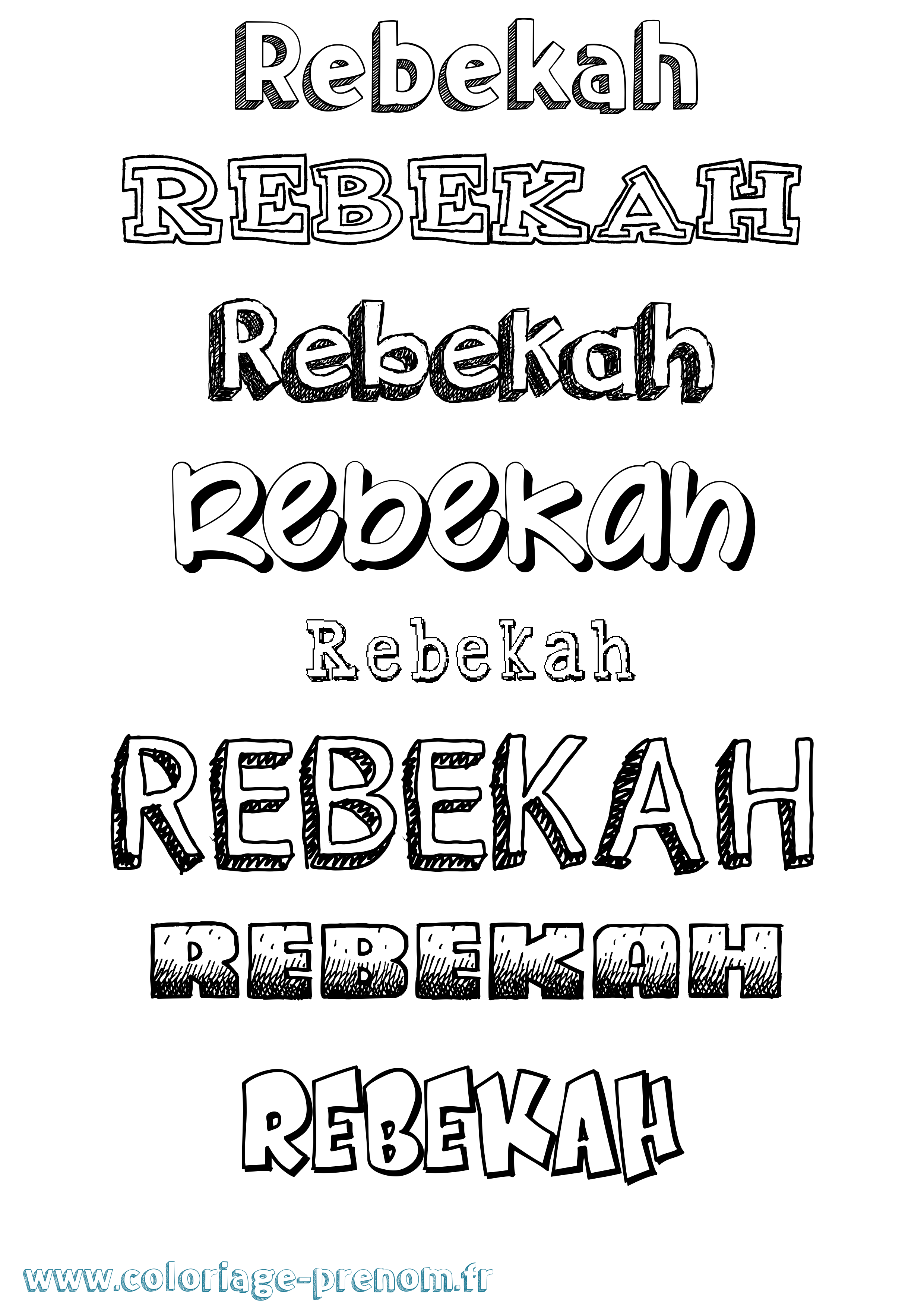 Coloriage Rebekah Dessiné Coloriage prénom Rebekah Dessiné