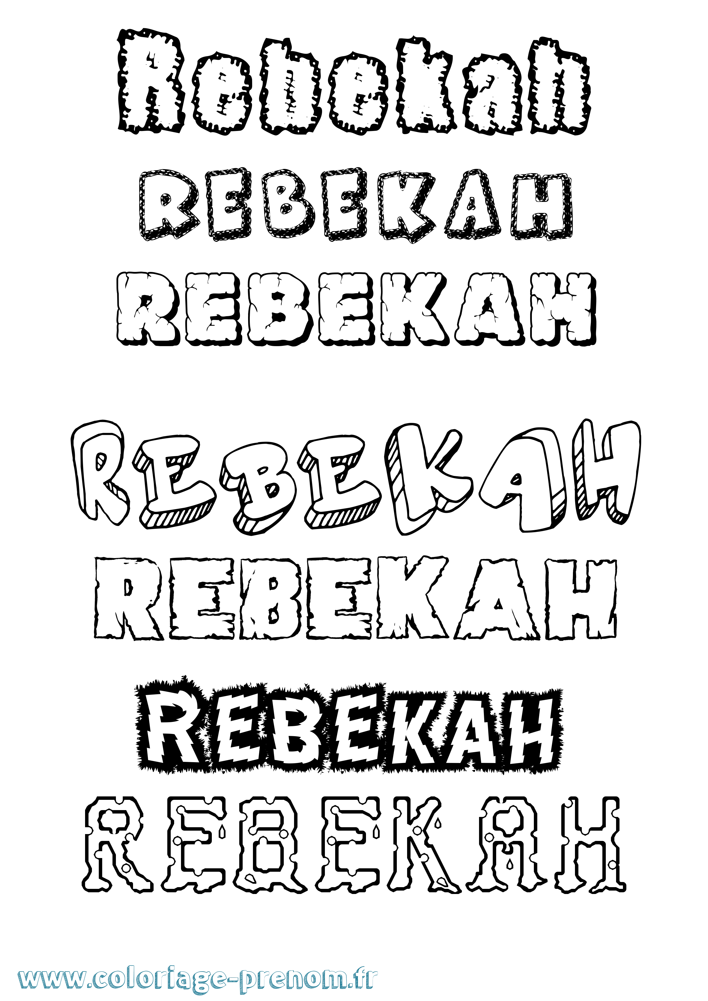 Coloriage Rebekah Destructuré Coloriage prénom Rebekah Destructuré