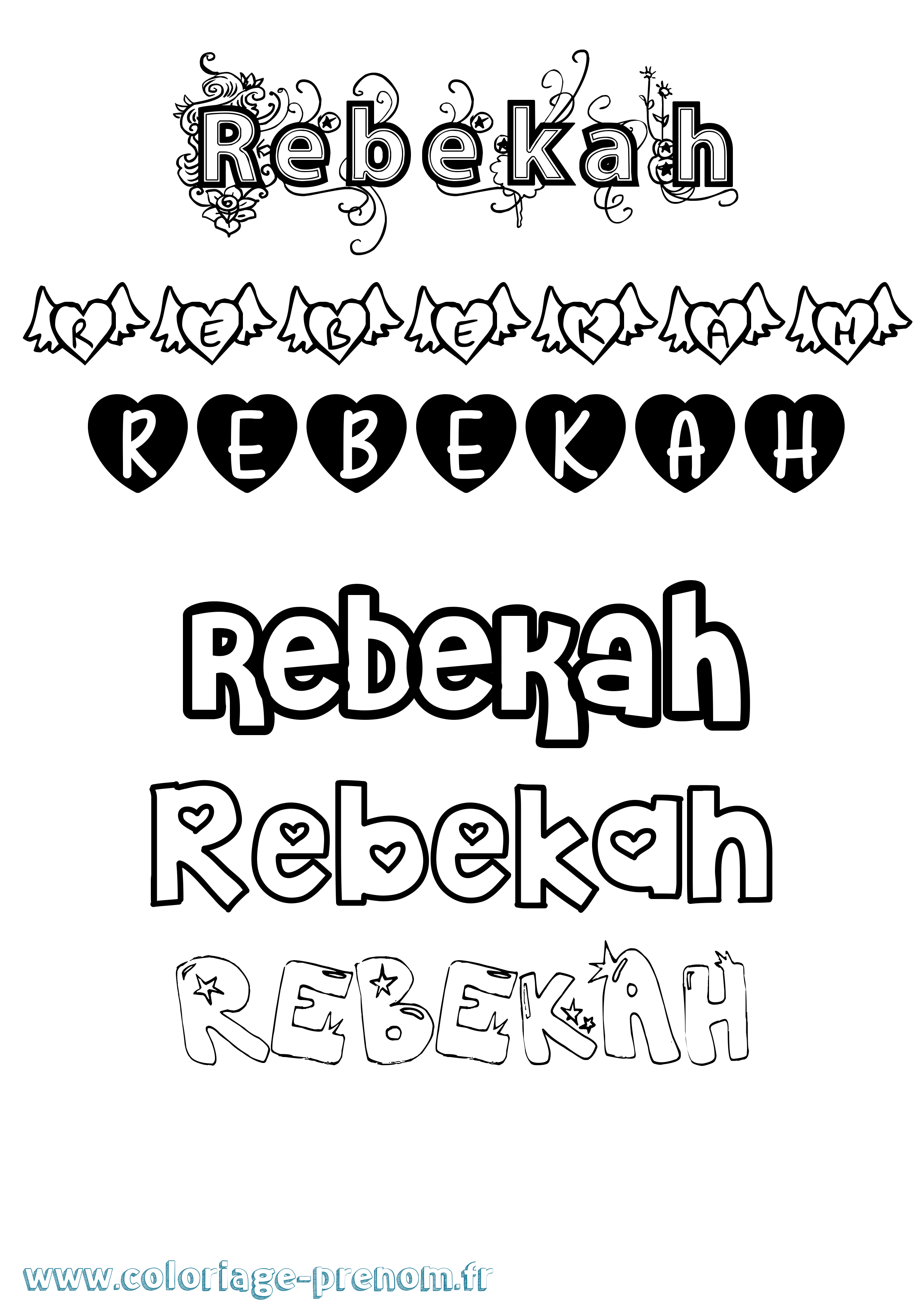 Coloriage Rebekah Girly Coloriage prénom Rebekah Girly