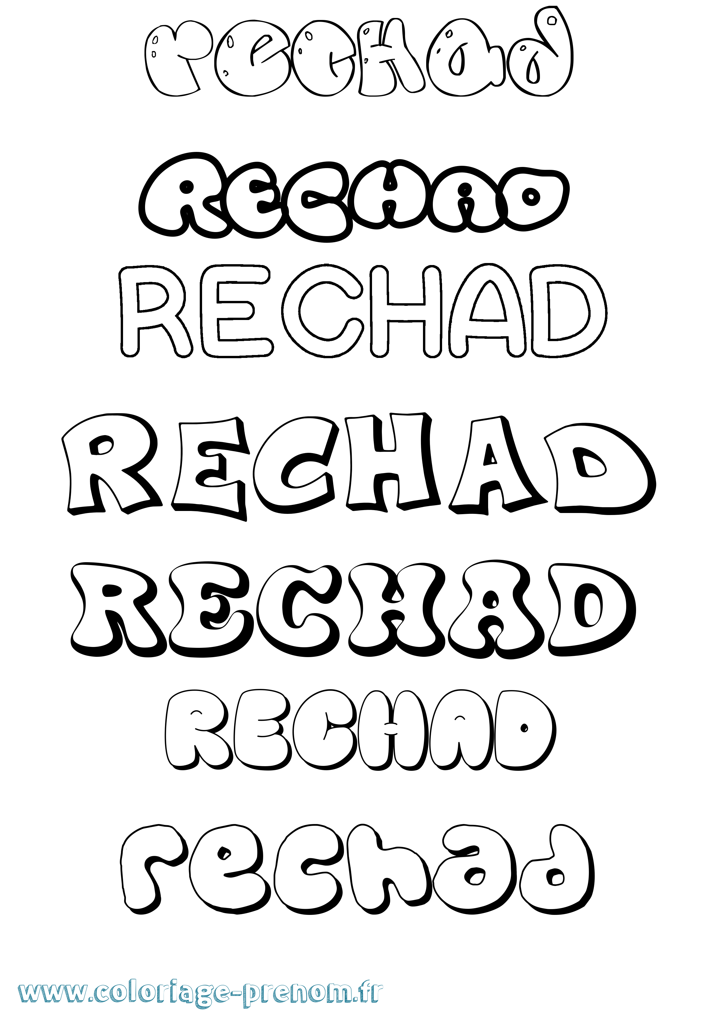 Coloriage Rechad Bubble Coloriage prénom Rechad Bubble