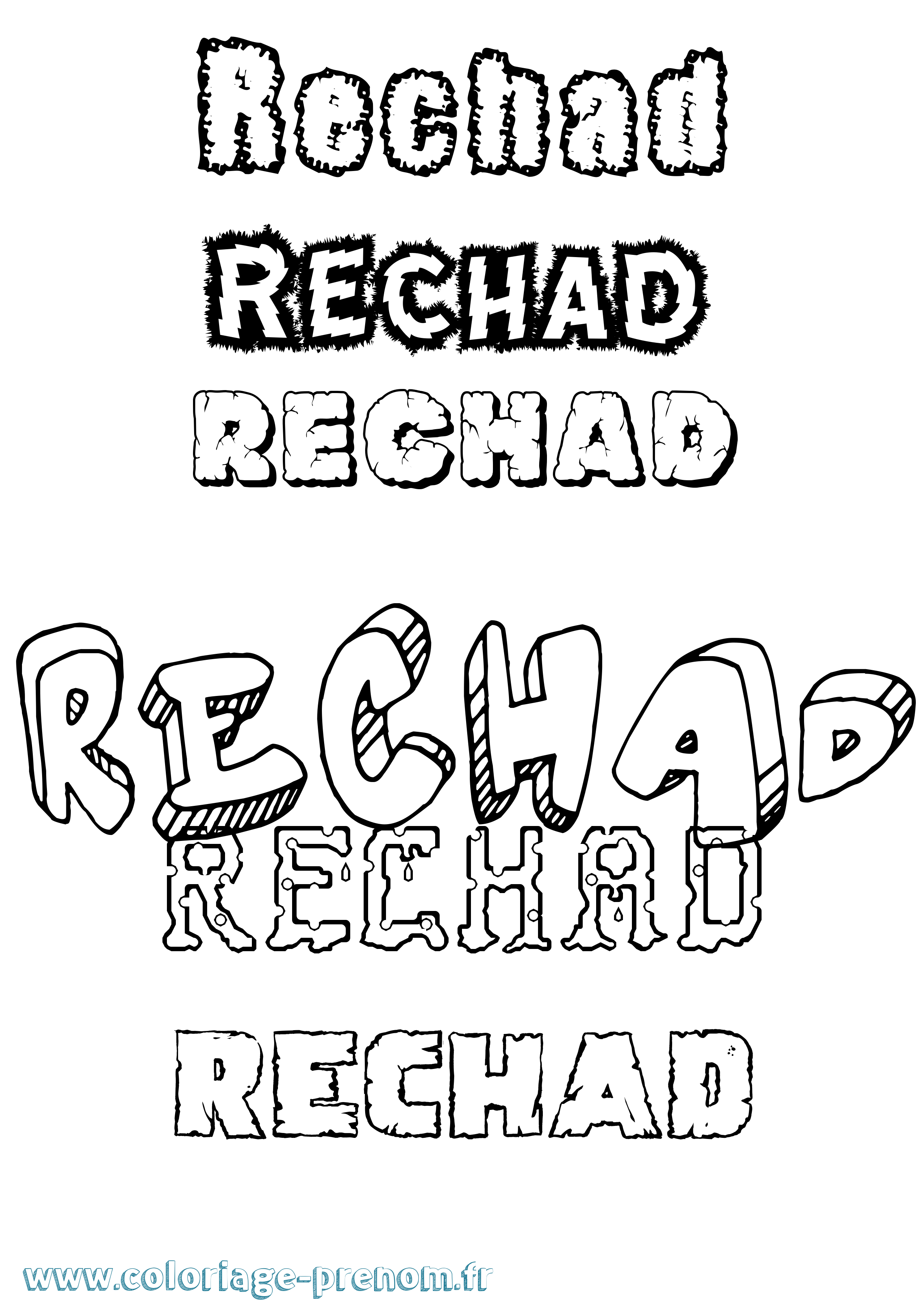 Coloriage Rechad Destructuré Coloriage prénom Rechad Destructuré