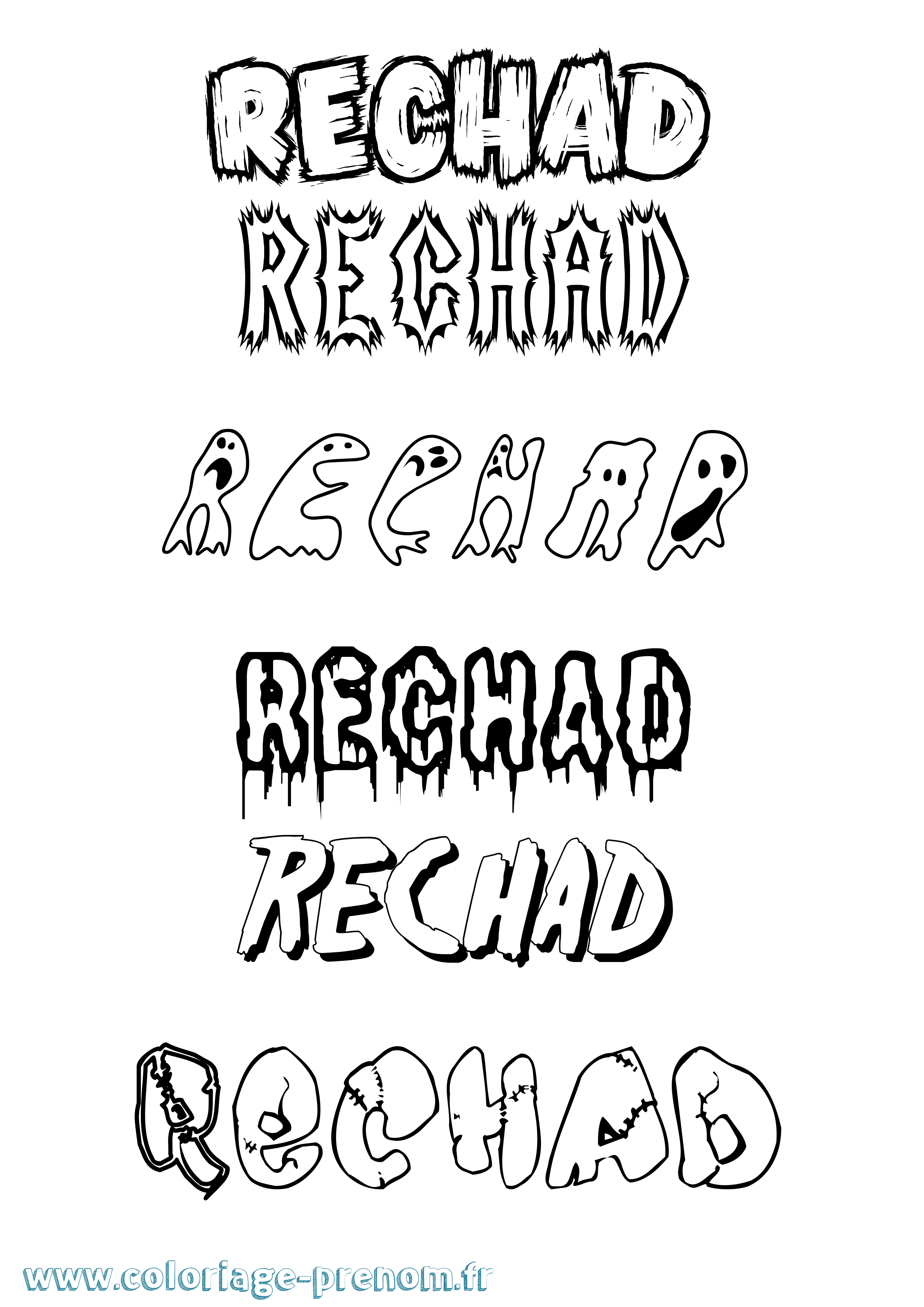 Coloriage Rechad Frisson Coloriage prénom Rechad Frisson