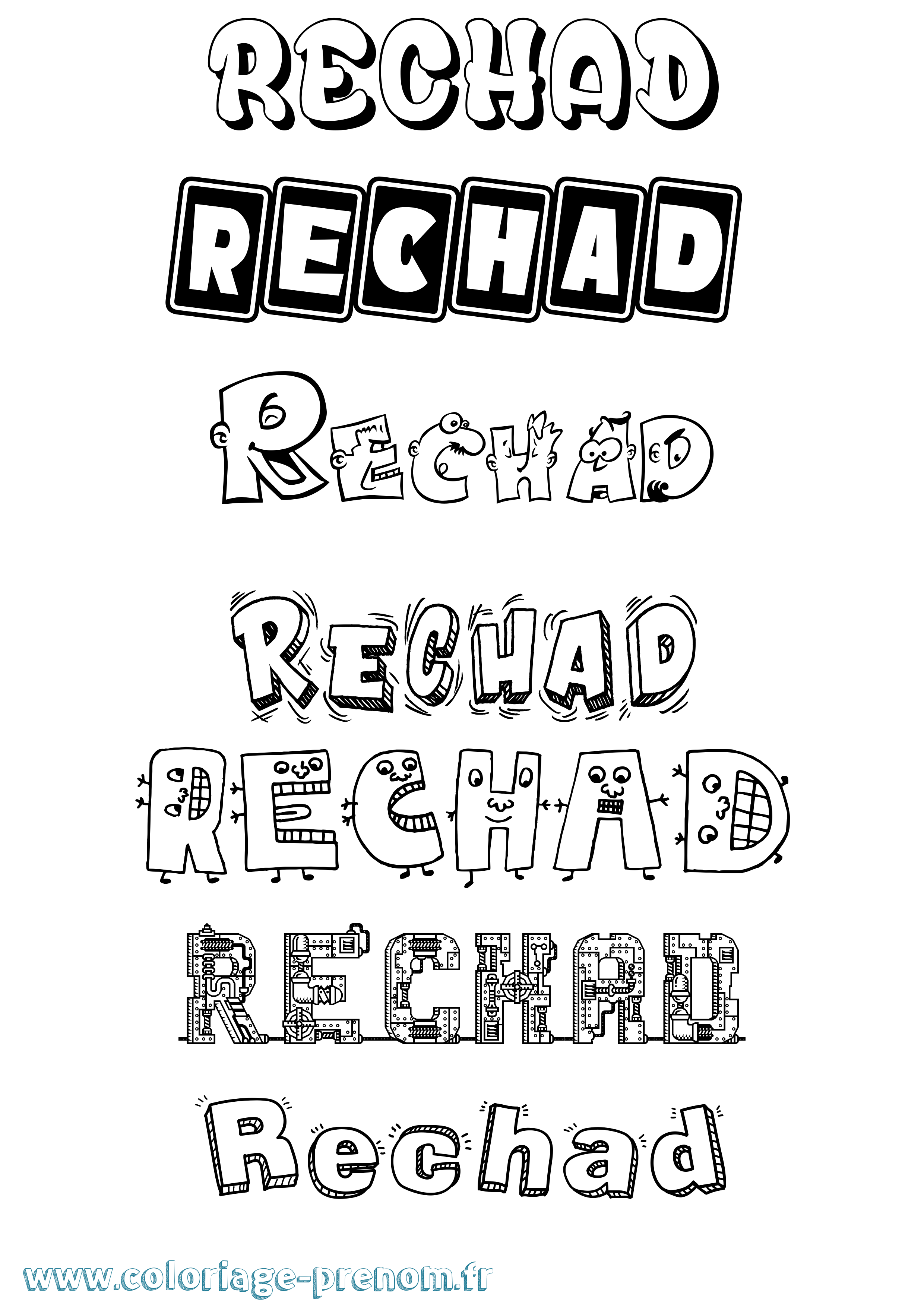 Coloriage Rechad Fun Coloriage prénom Rechad Fun