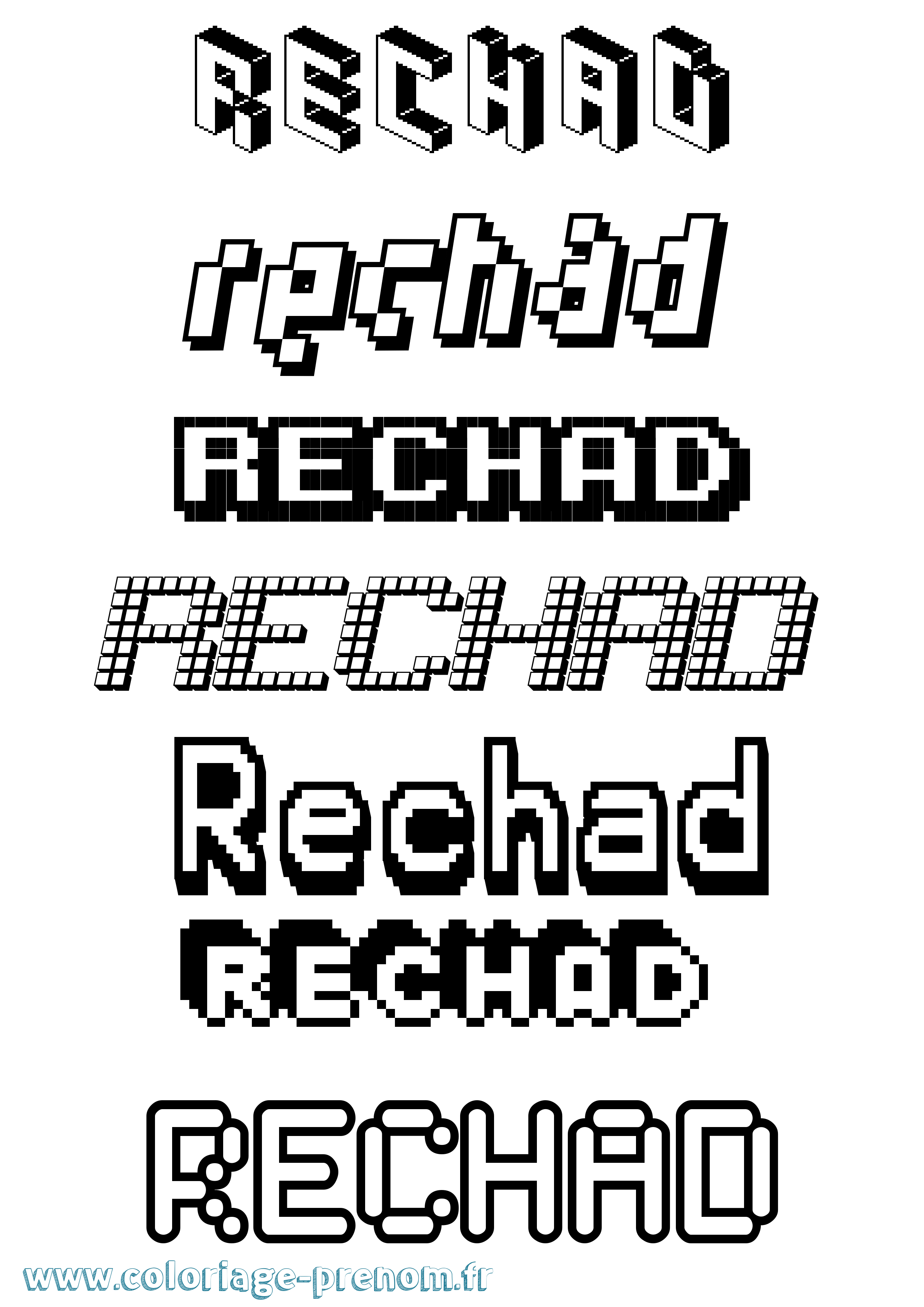 Coloriage Rechad Pixel Coloriage prénom Rechad Pixel