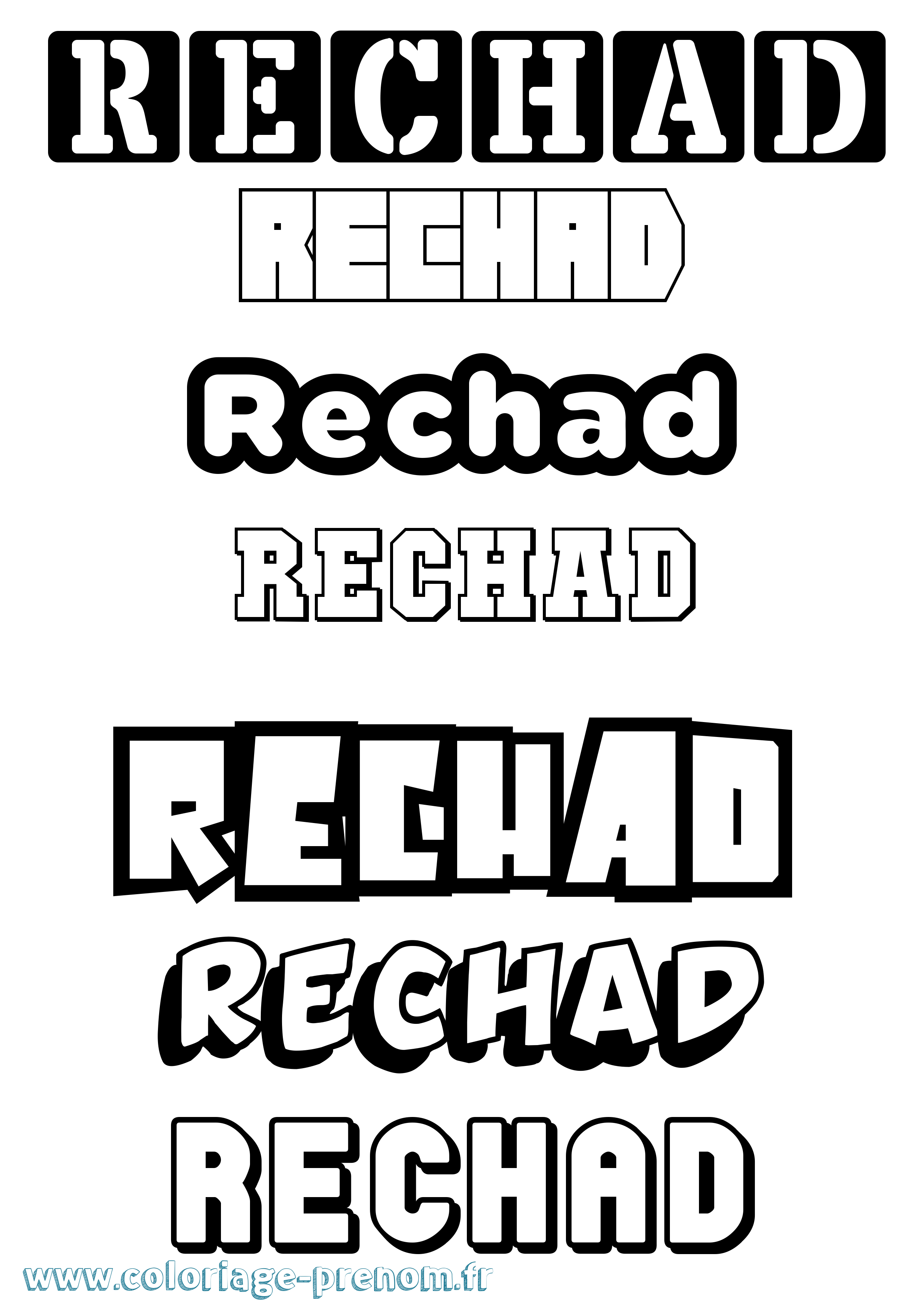 Coloriage Rechad Simple Coloriage prénom Rechad Simple