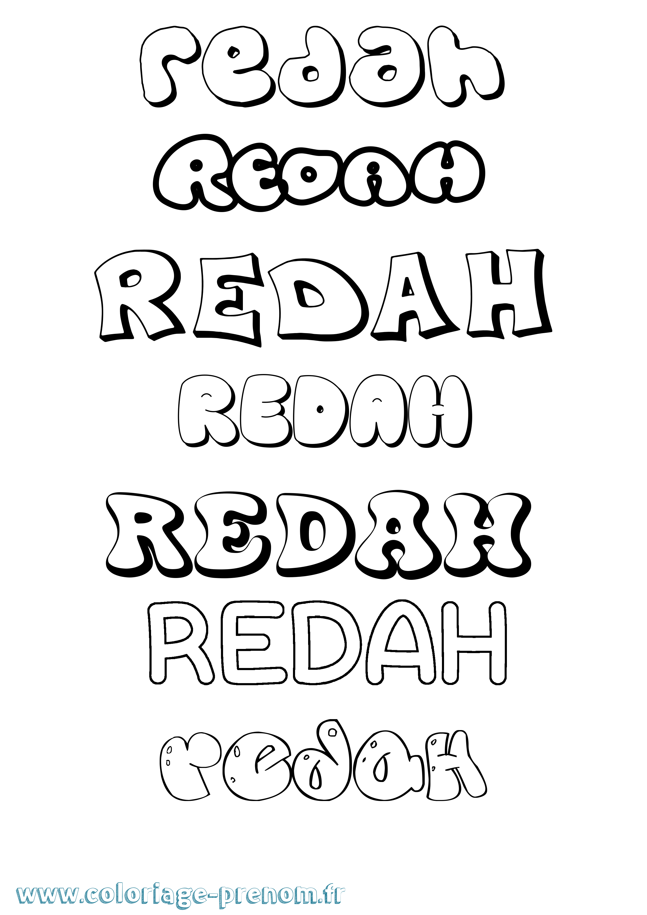 Coloriage Redah Bubble Coloriage prénom Redah Bubble