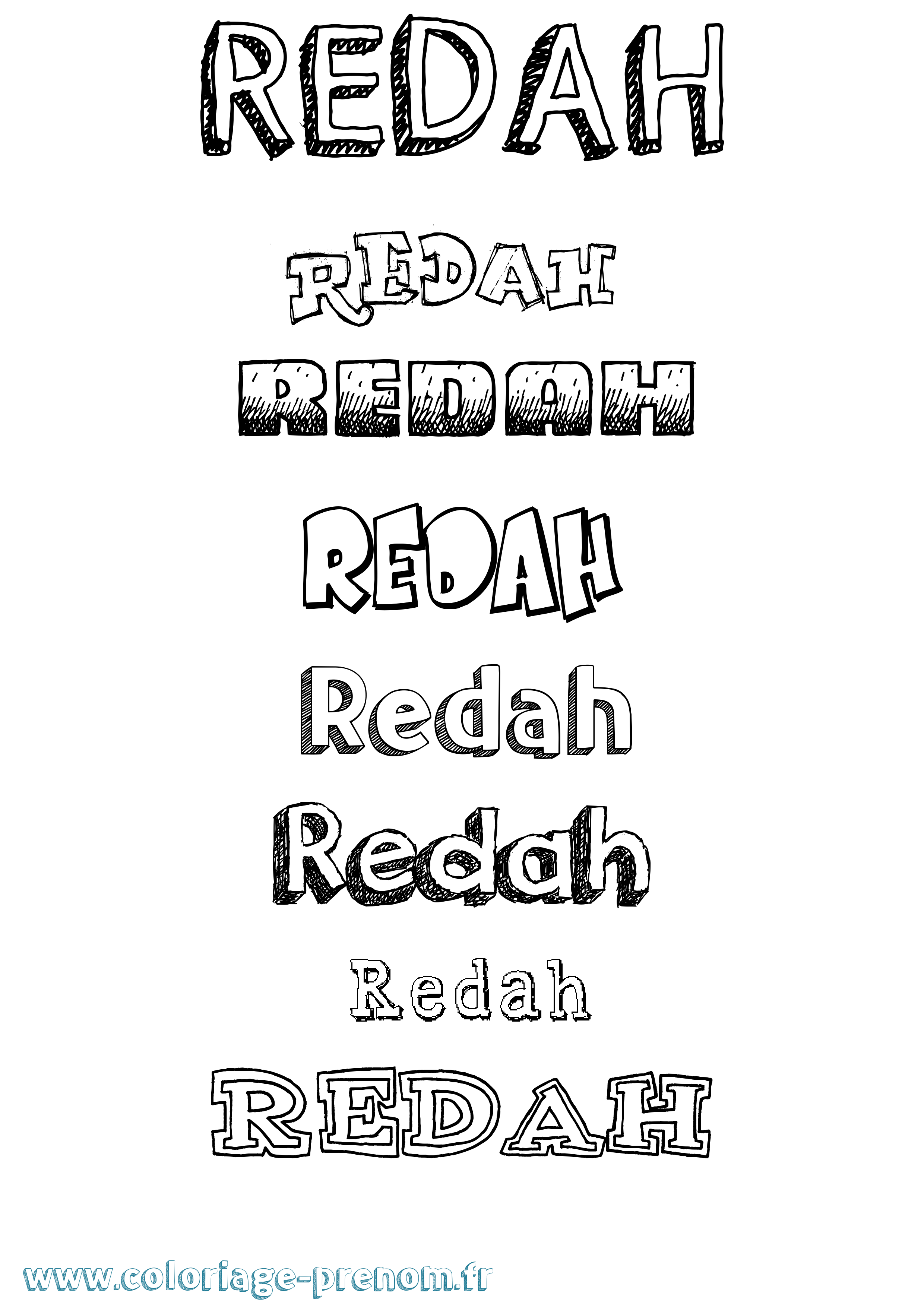 Coloriage Redah Dessiné Coloriage prénom Redah Dessiné