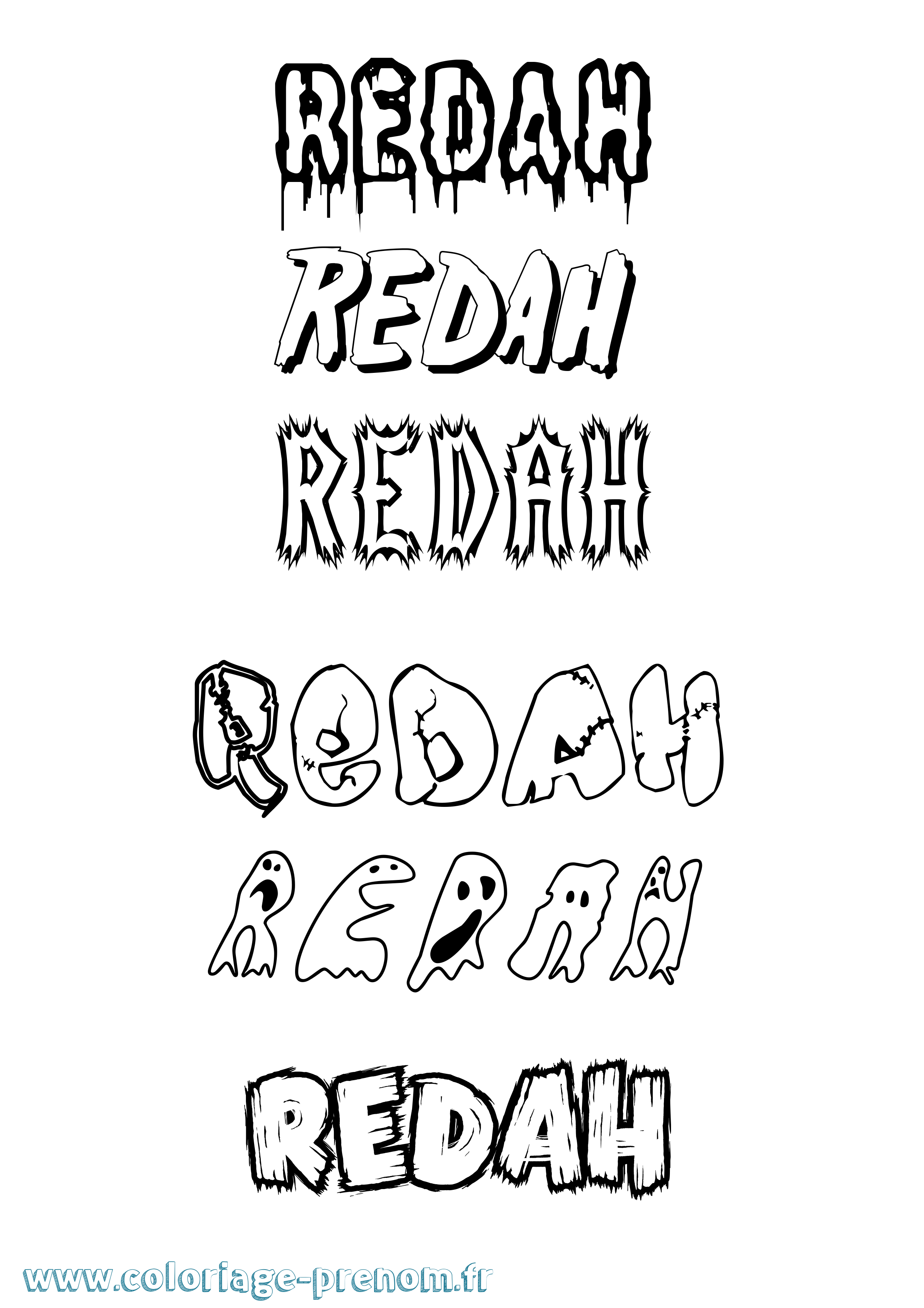 Coloriage Redah Frisson Coloriage prénom Redah Frisson