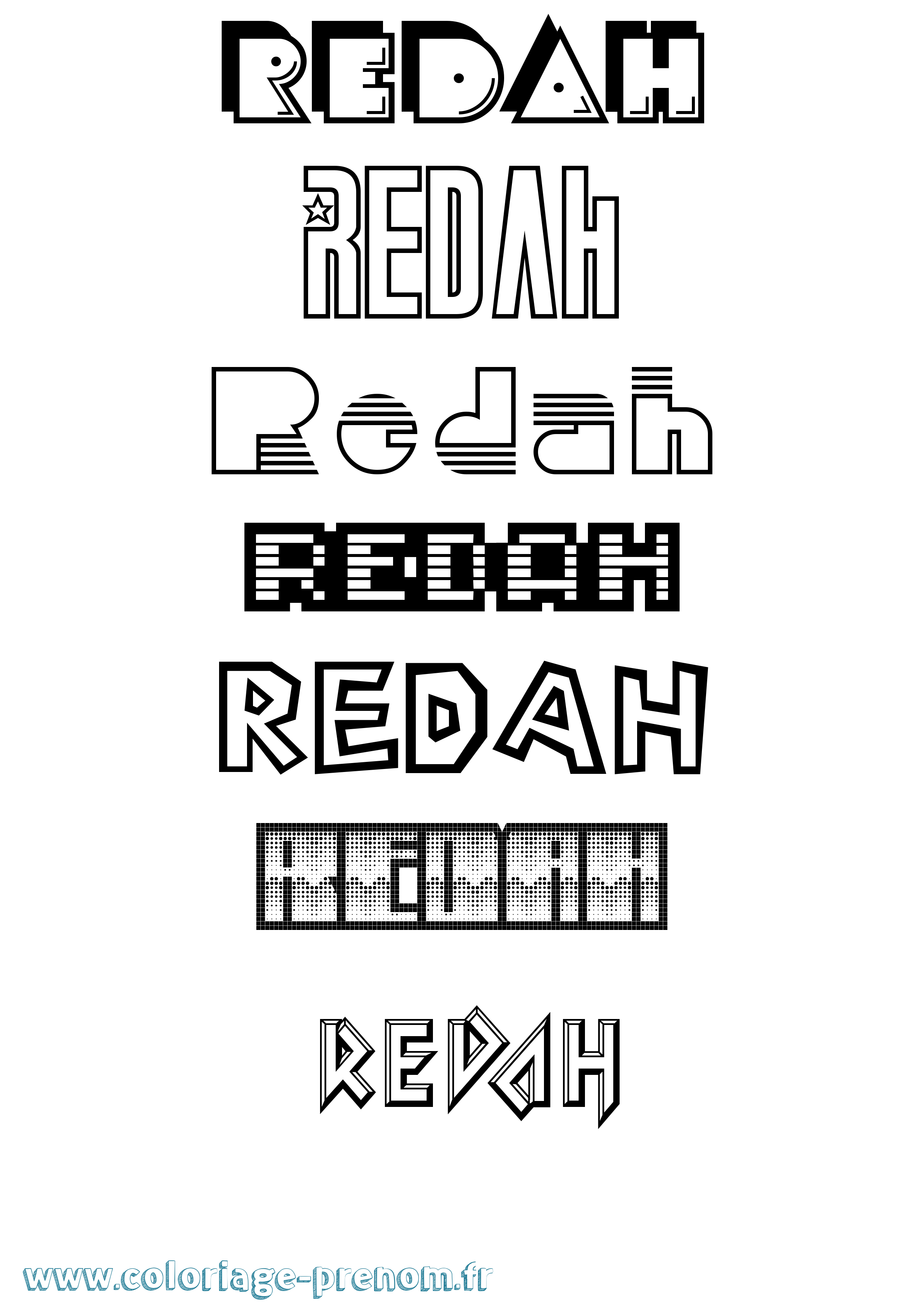 Coloriage Redah Jeux Vidéos Coloriage prénom Redah Jeux Vidéos