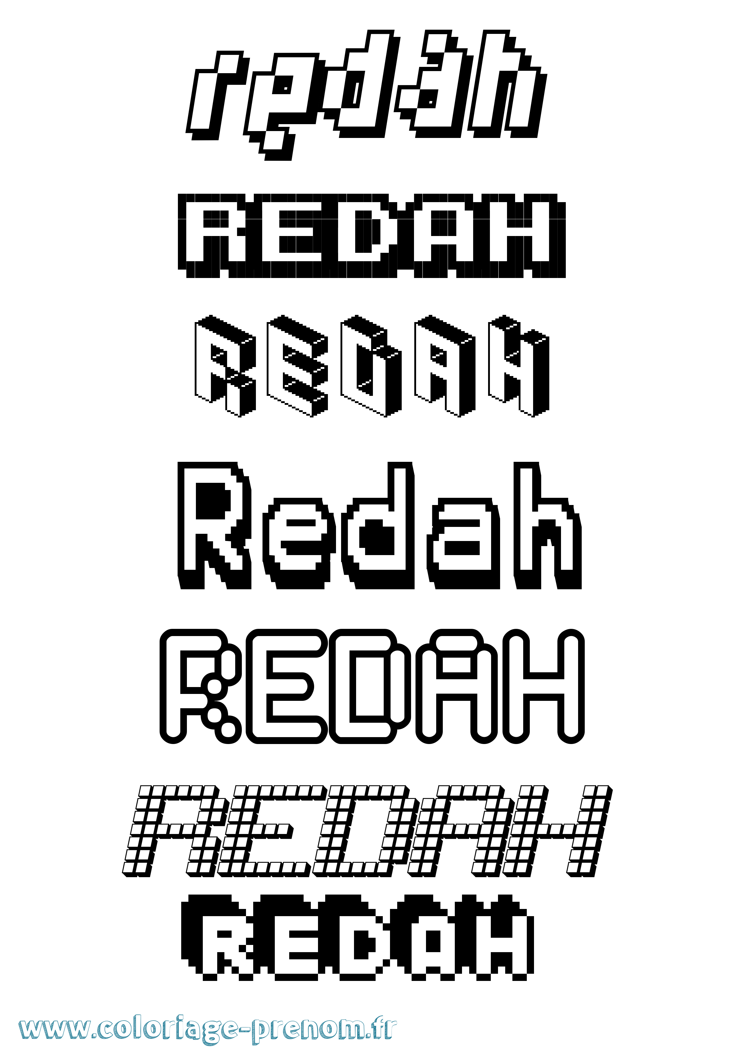 Coloriage Redah Pixel Coloriage prénom Redah Pixel
