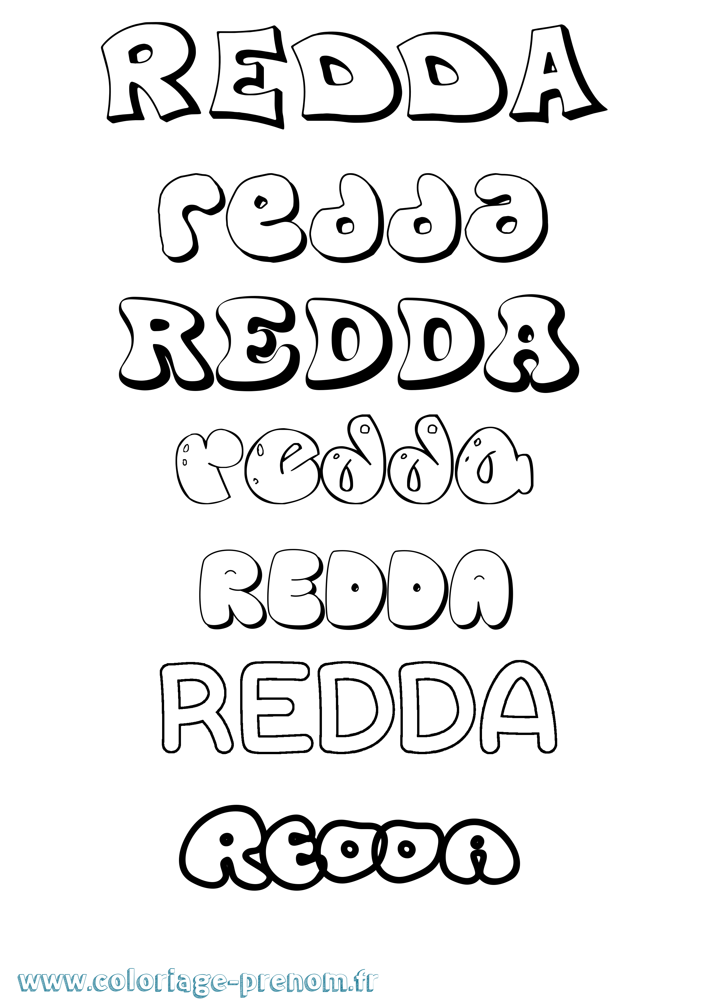 Coloriage Redda Bubble Coloriage prénom Redda Bubble