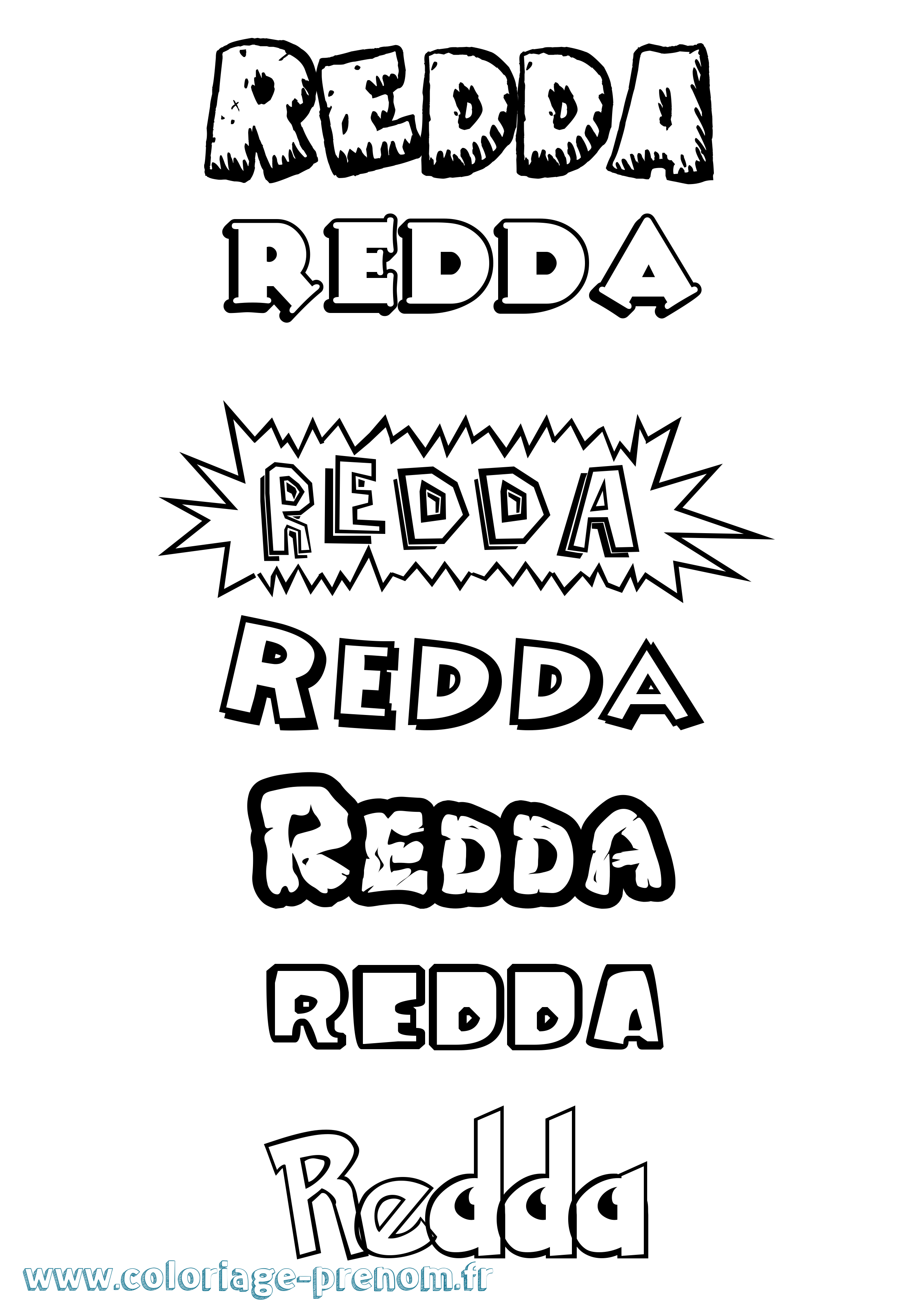 Coloriage Redda Dessin Animé Coloriage prénom Redda Dessin Animé