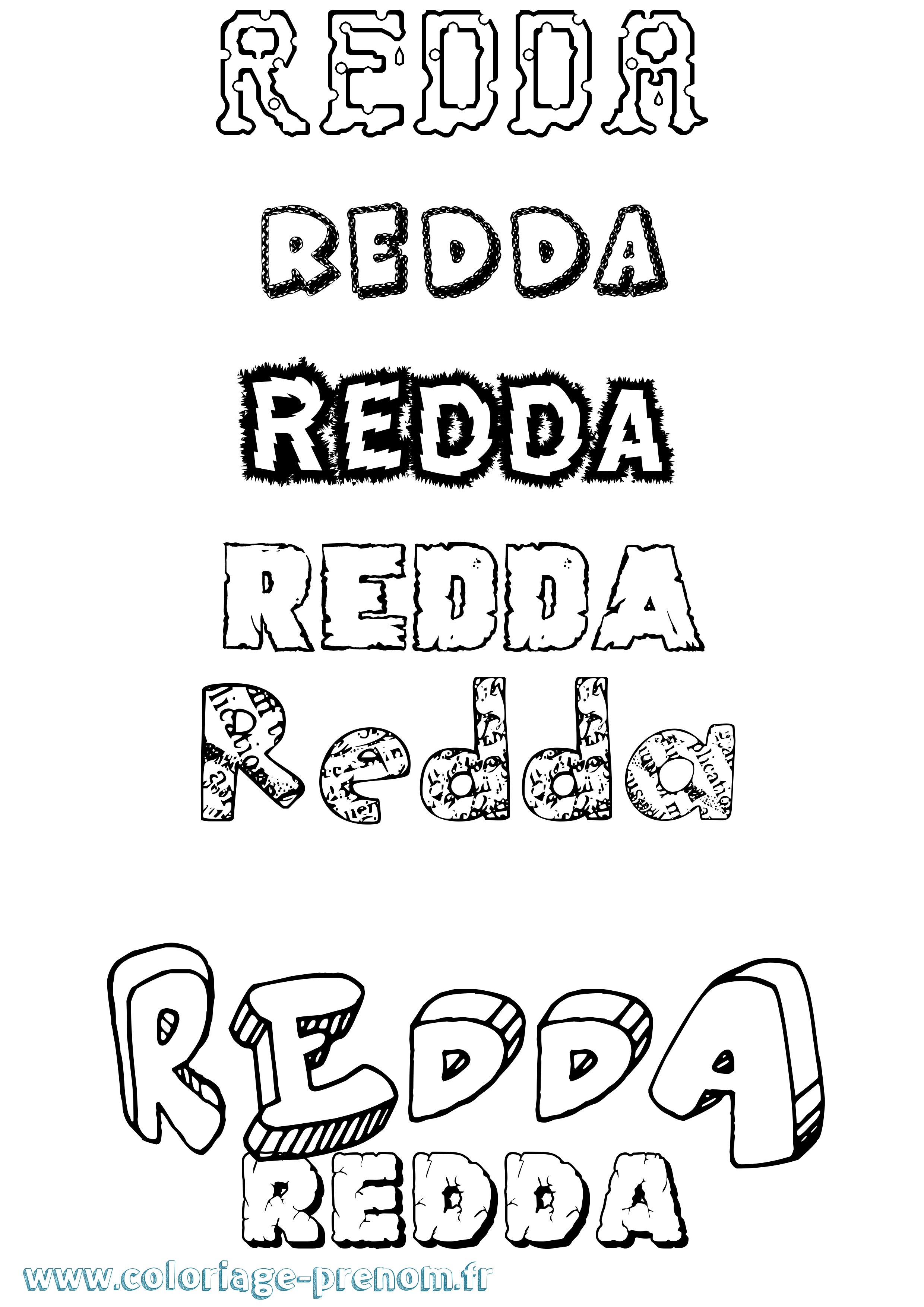 Coloriage Redda Destructuré Coloriage prénom Redda Destructuré