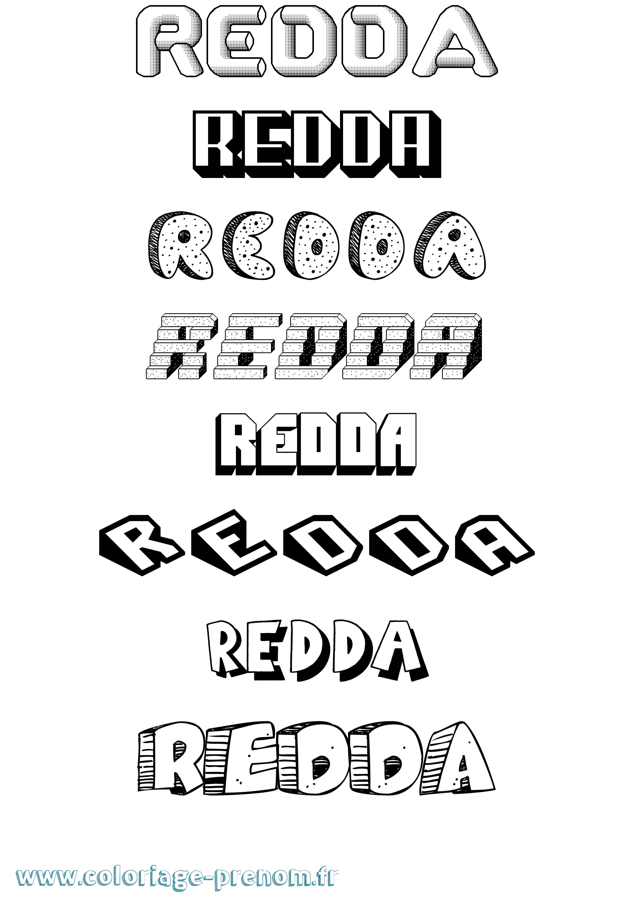 Coloriage Redda Effet 3D Coloriage prénom Redda Effet 3D