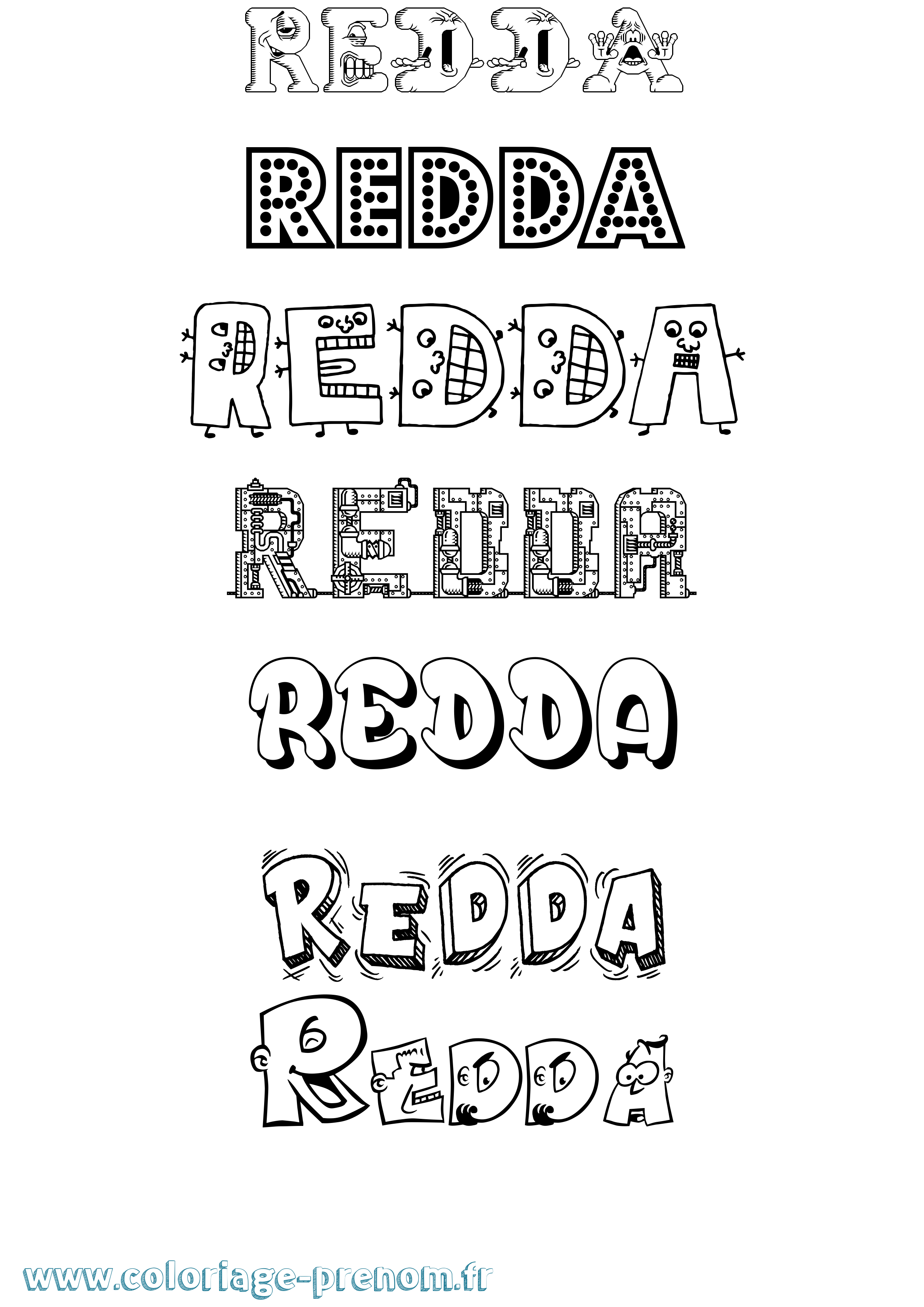 Coloriage Redda Fun Coloriage prénom Redda Fun