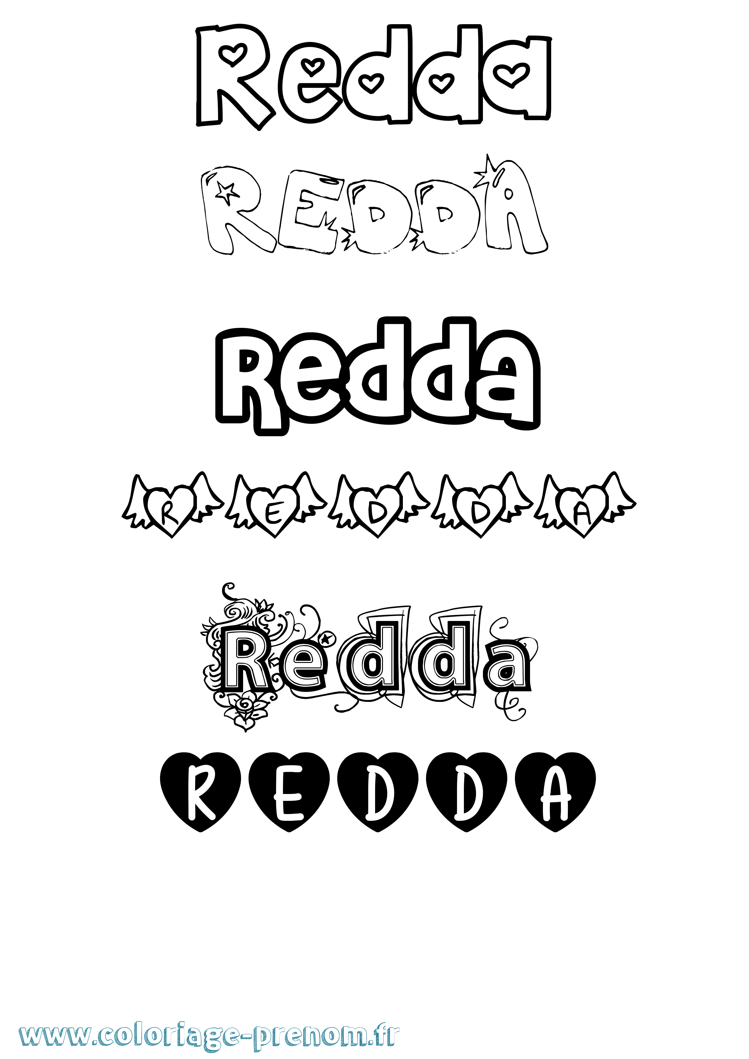 Coloriage Redda Girly Coloriage prénom Redda Girly