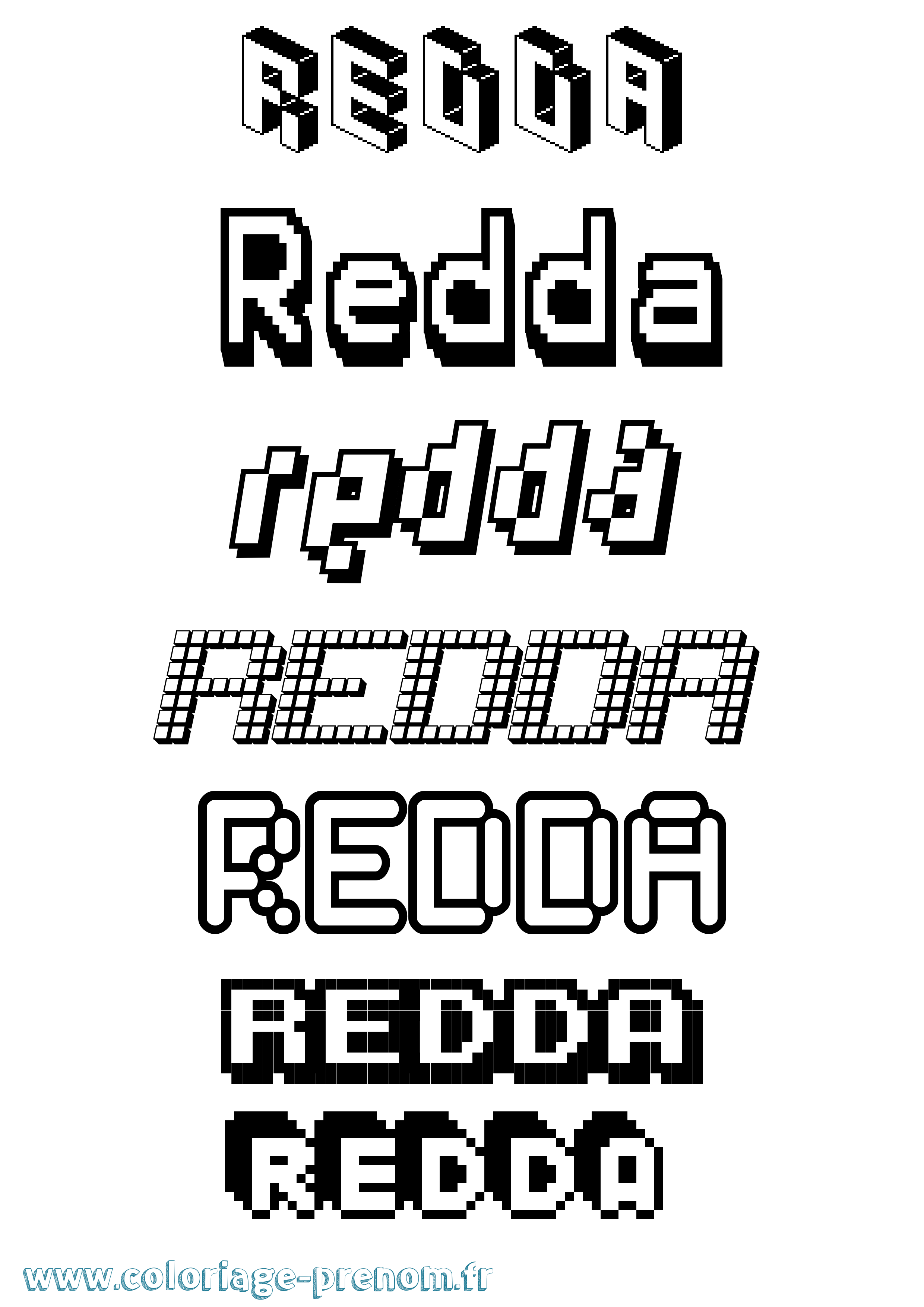 Coloriage Redda Pixel Coloriage prénom Redda Pixel