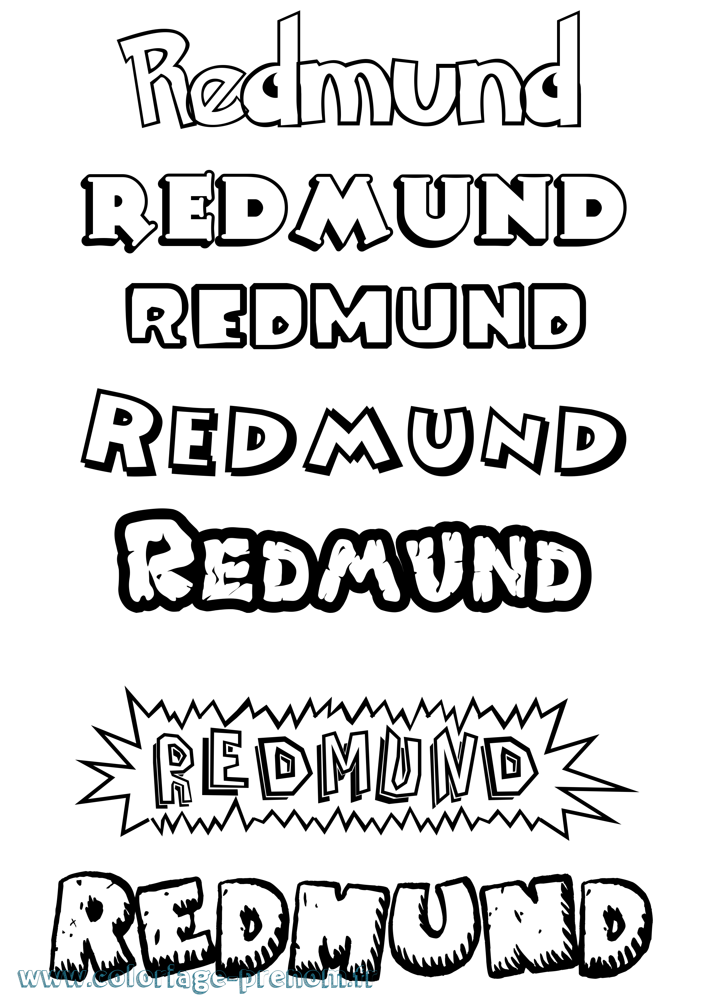 Coloriage Redmund Dessin Animé Coloriage prénom Redmund Dessin Animé