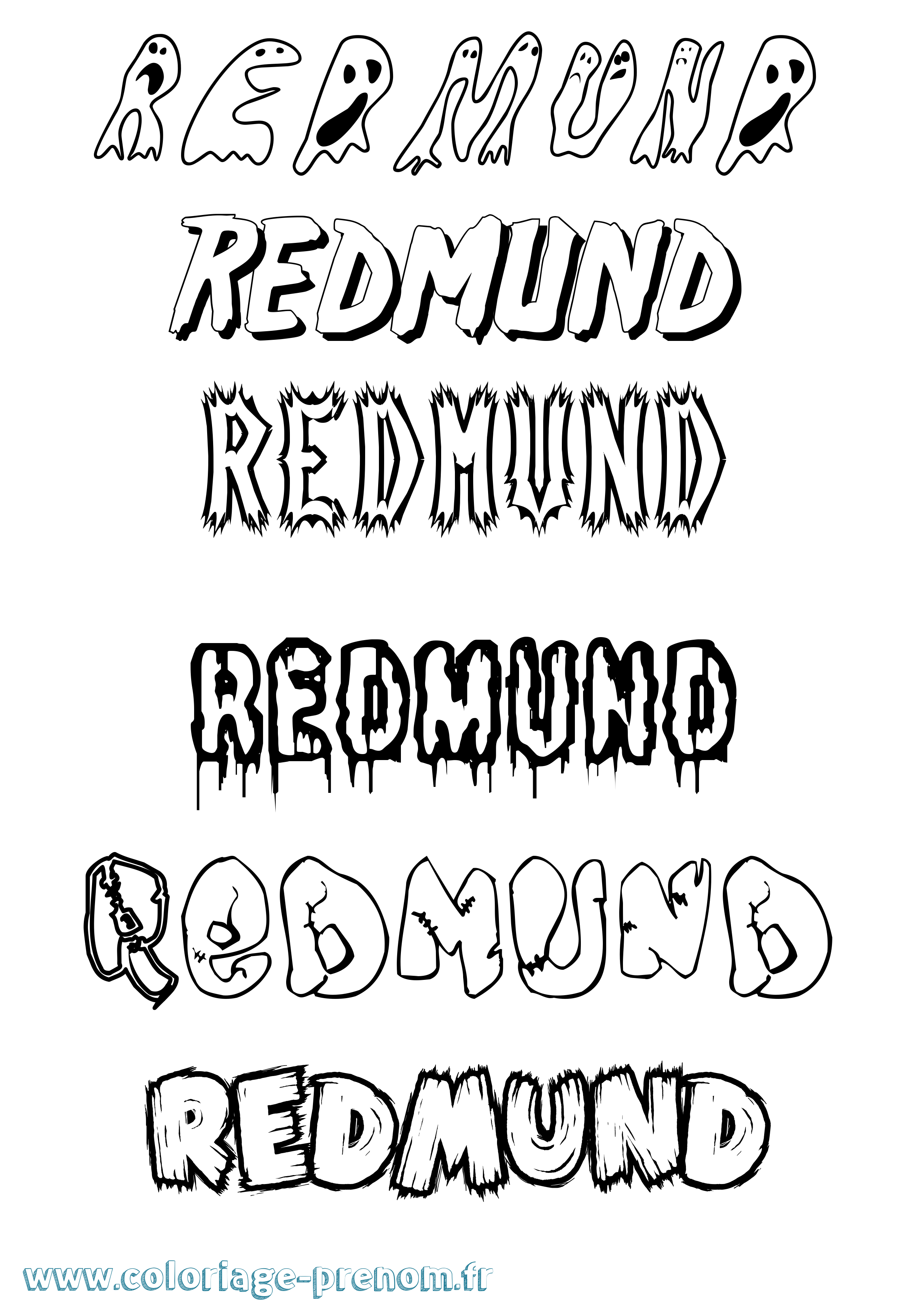 Coloriage Redmund Frisson Coloriage prénom Redmund Frisson