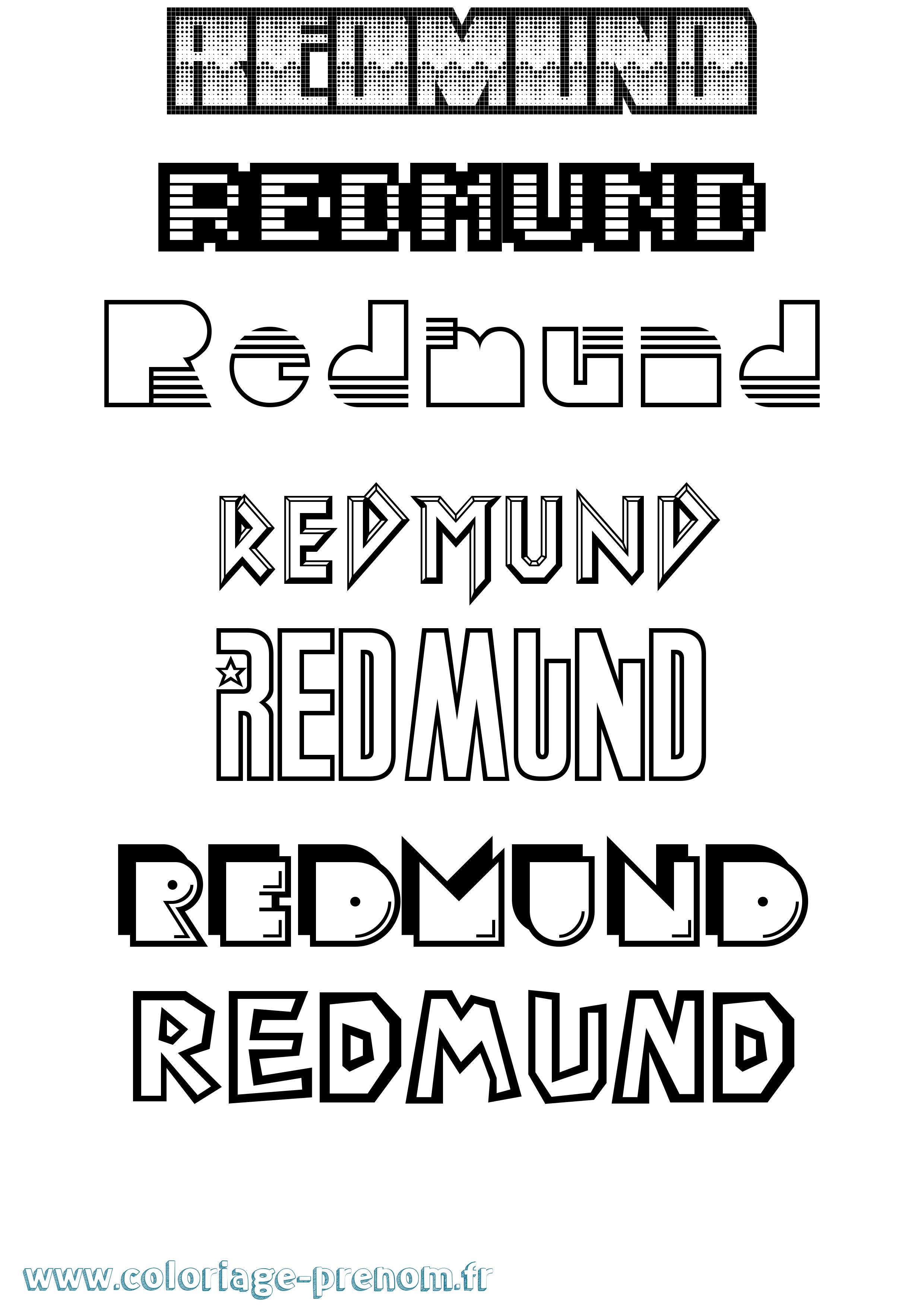 Coloriage Redmund Jeux Vidéos Coloriage prénom Redmund Jeux Vidéos