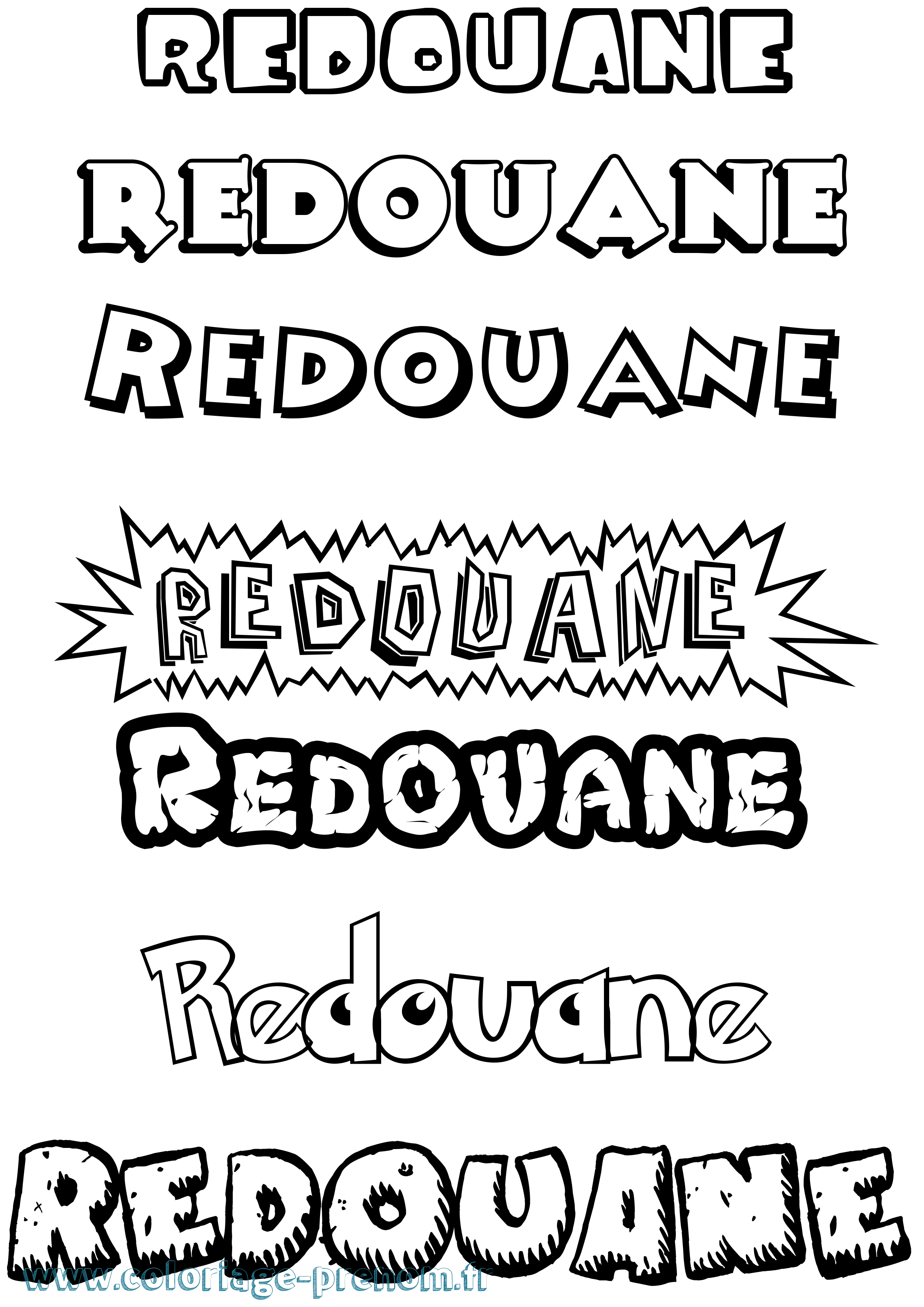 Coloriage Redouane Dessin Animé Coloriage prénom Redouane Dessin Animé