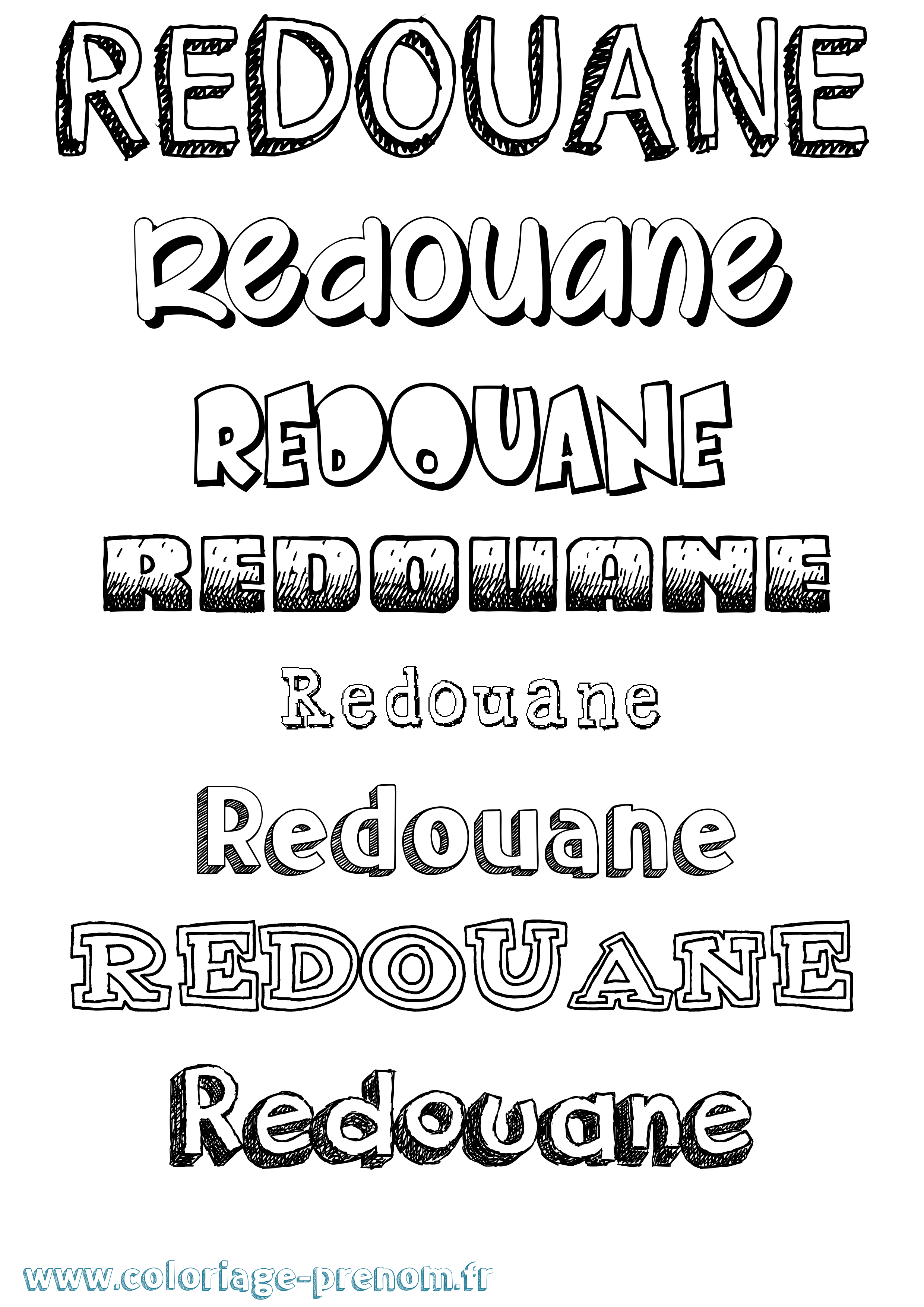 Coloriage Redouane Dessiné Coloriage prénom Redouane Dessiné