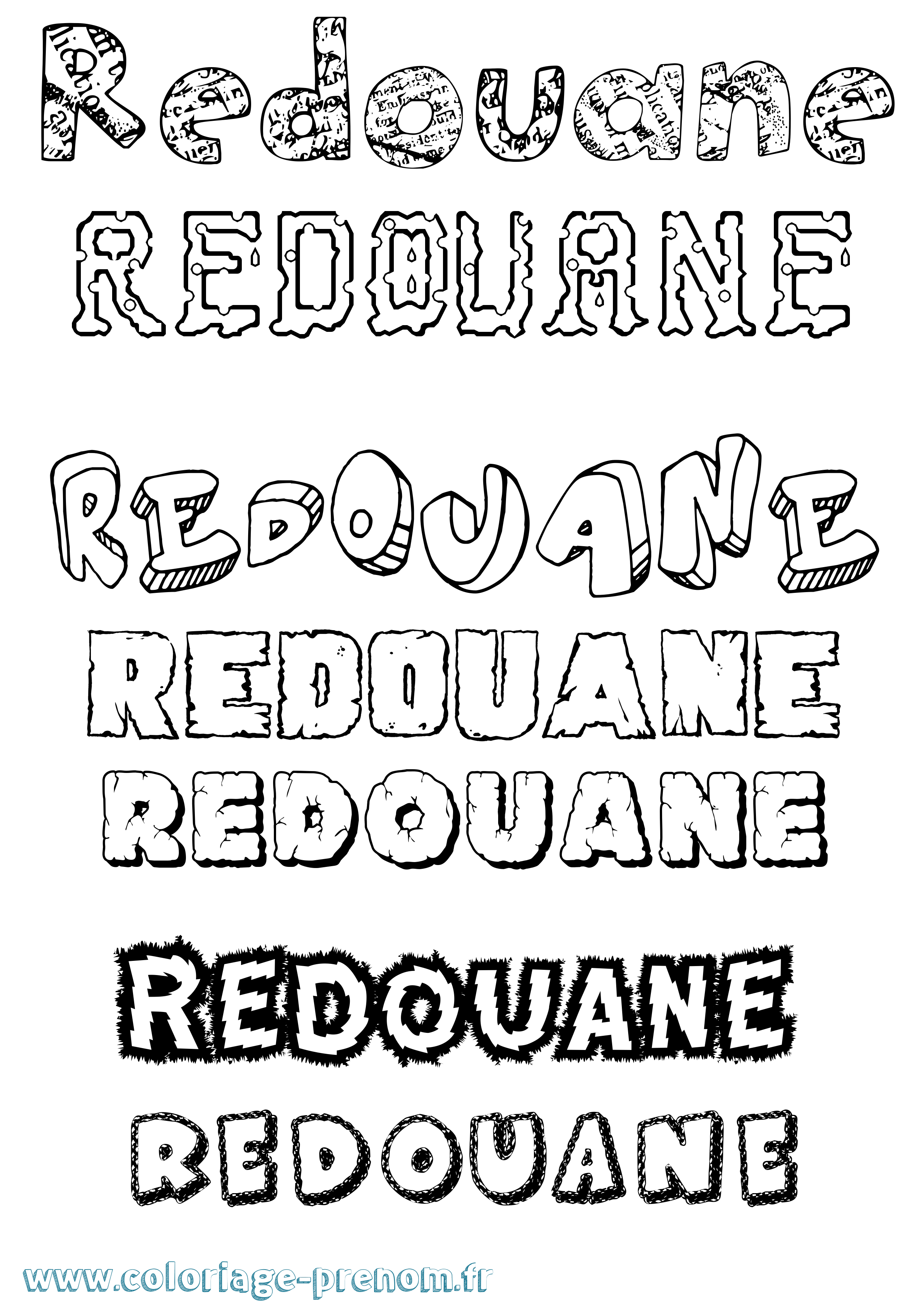 Coloriage Redouane Destructuré Coloriage prénom Redouane Destructuré