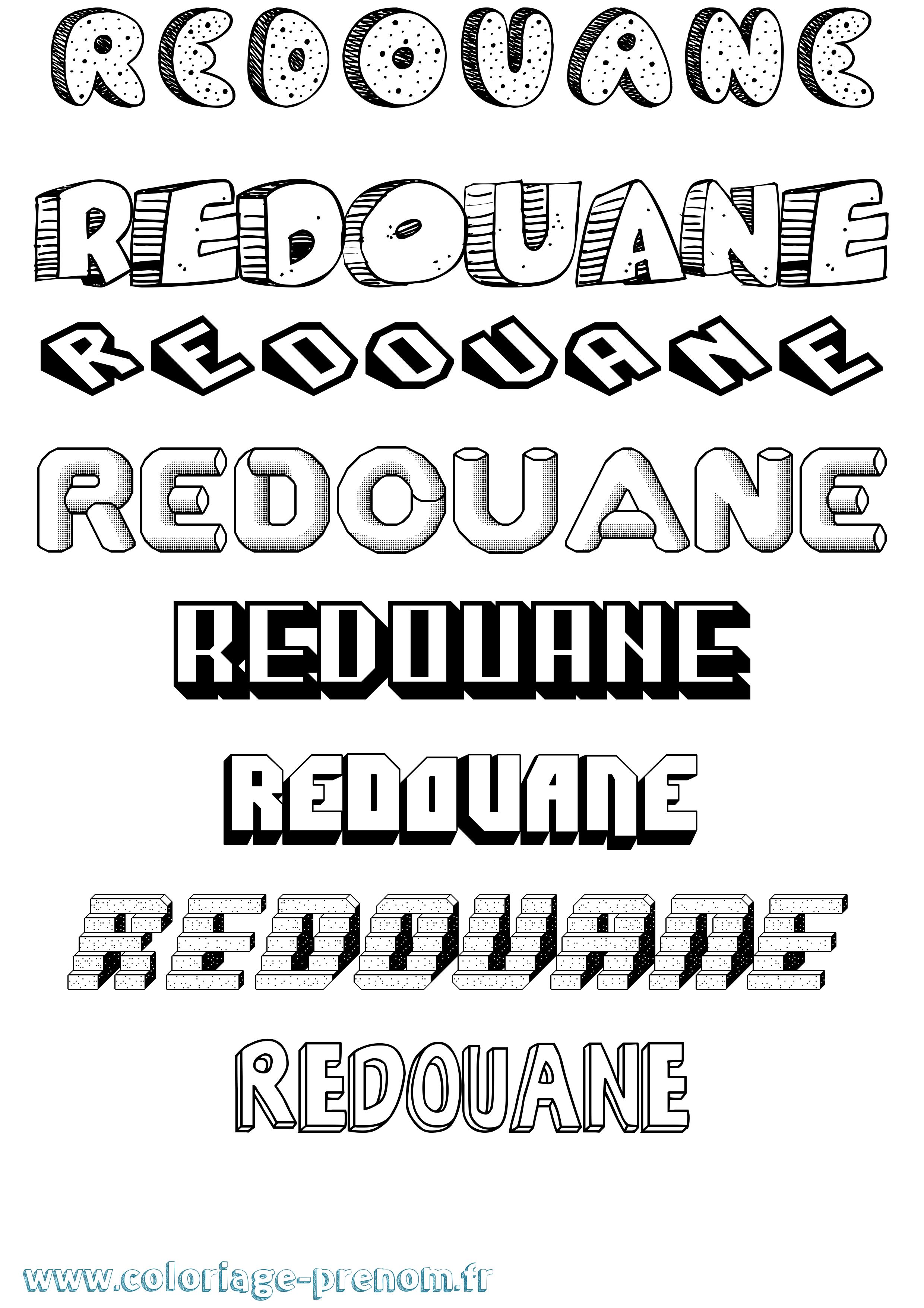 Coloriage Redouane Effet 3D Coloriage prénom Redouane Effet 3D
