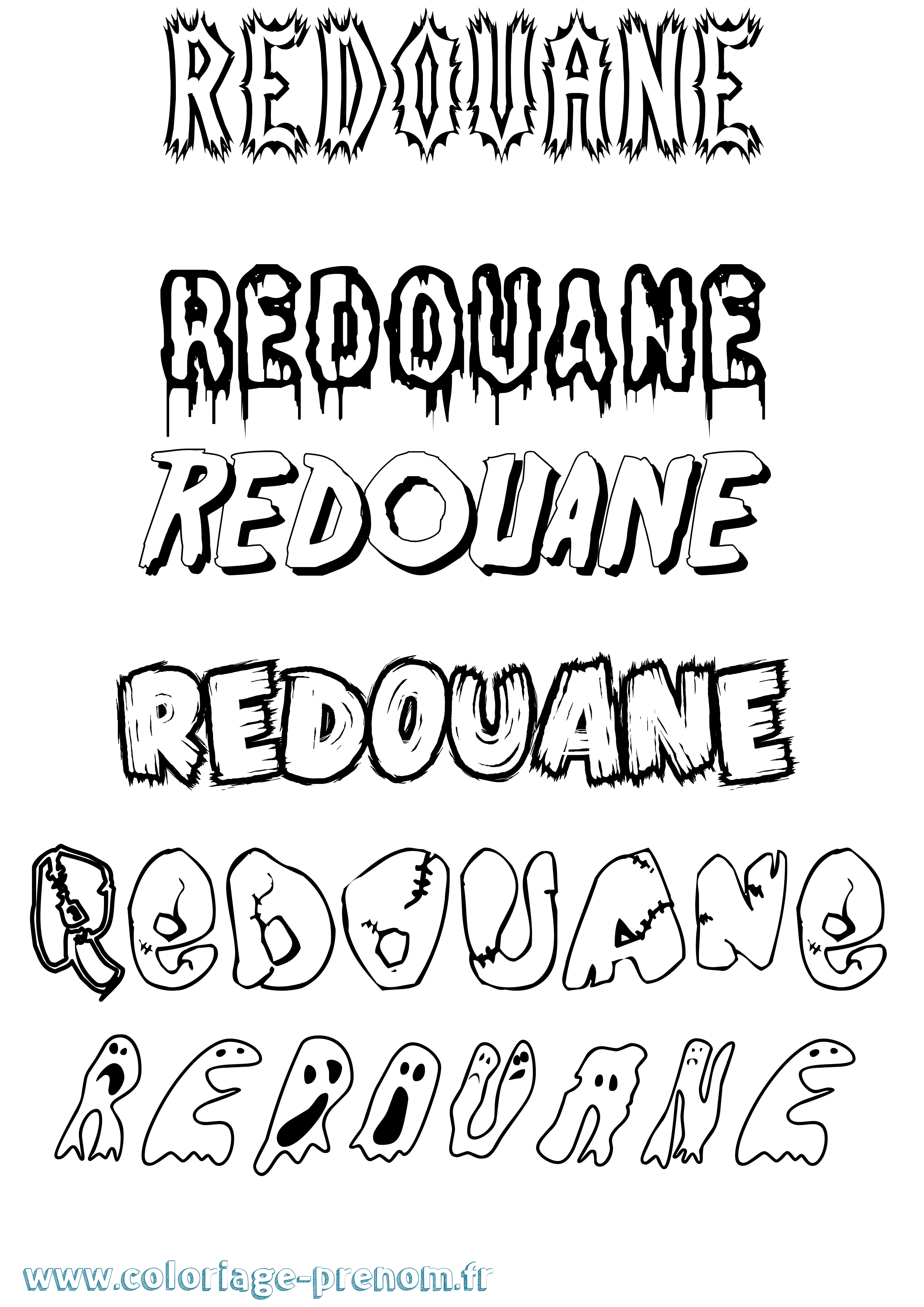 Coloriage Redouane Frisson Coloriage prénom Redouane Frisson