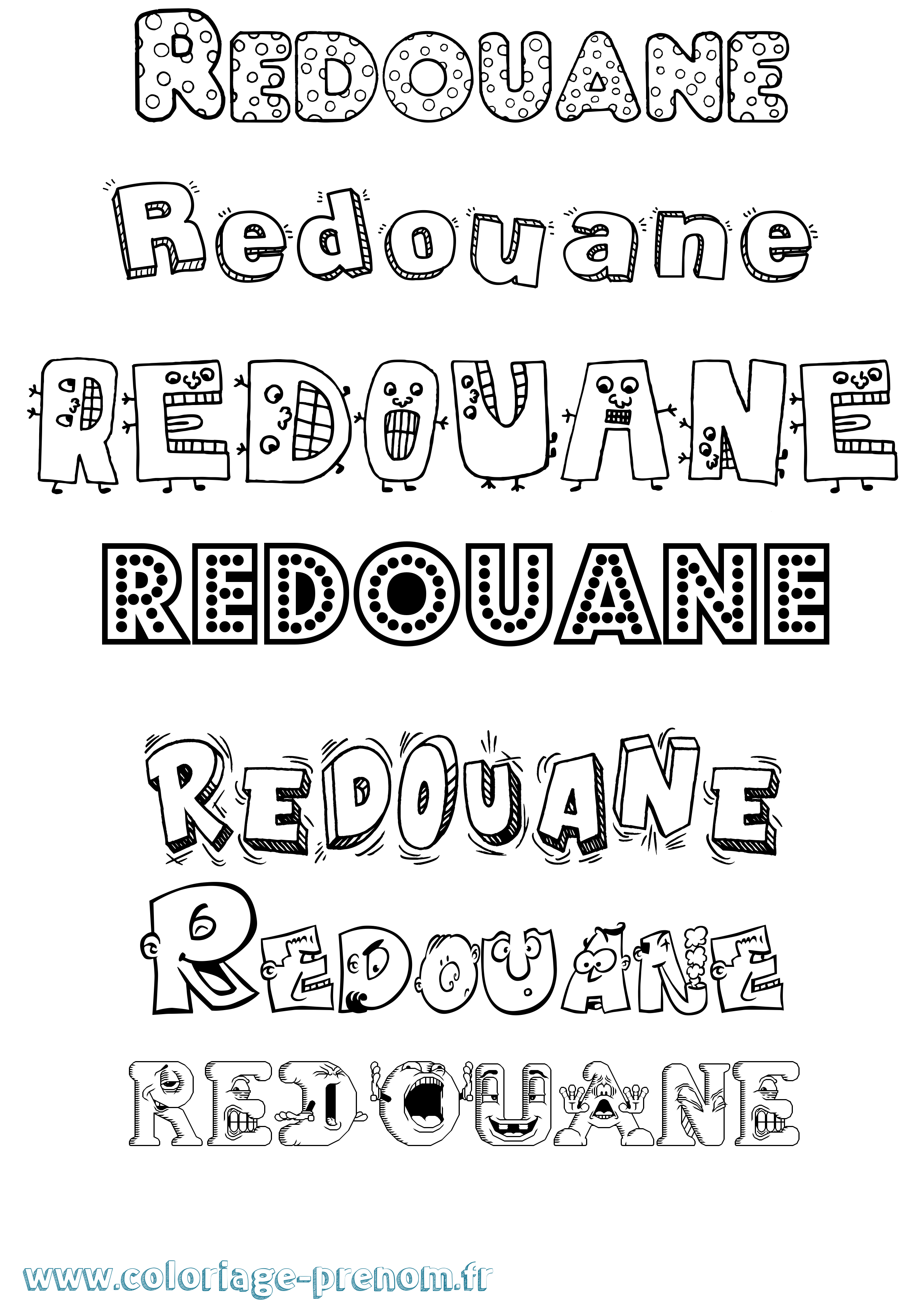Coloriage Redouane Fun Coloriage prénom Redouane Fun