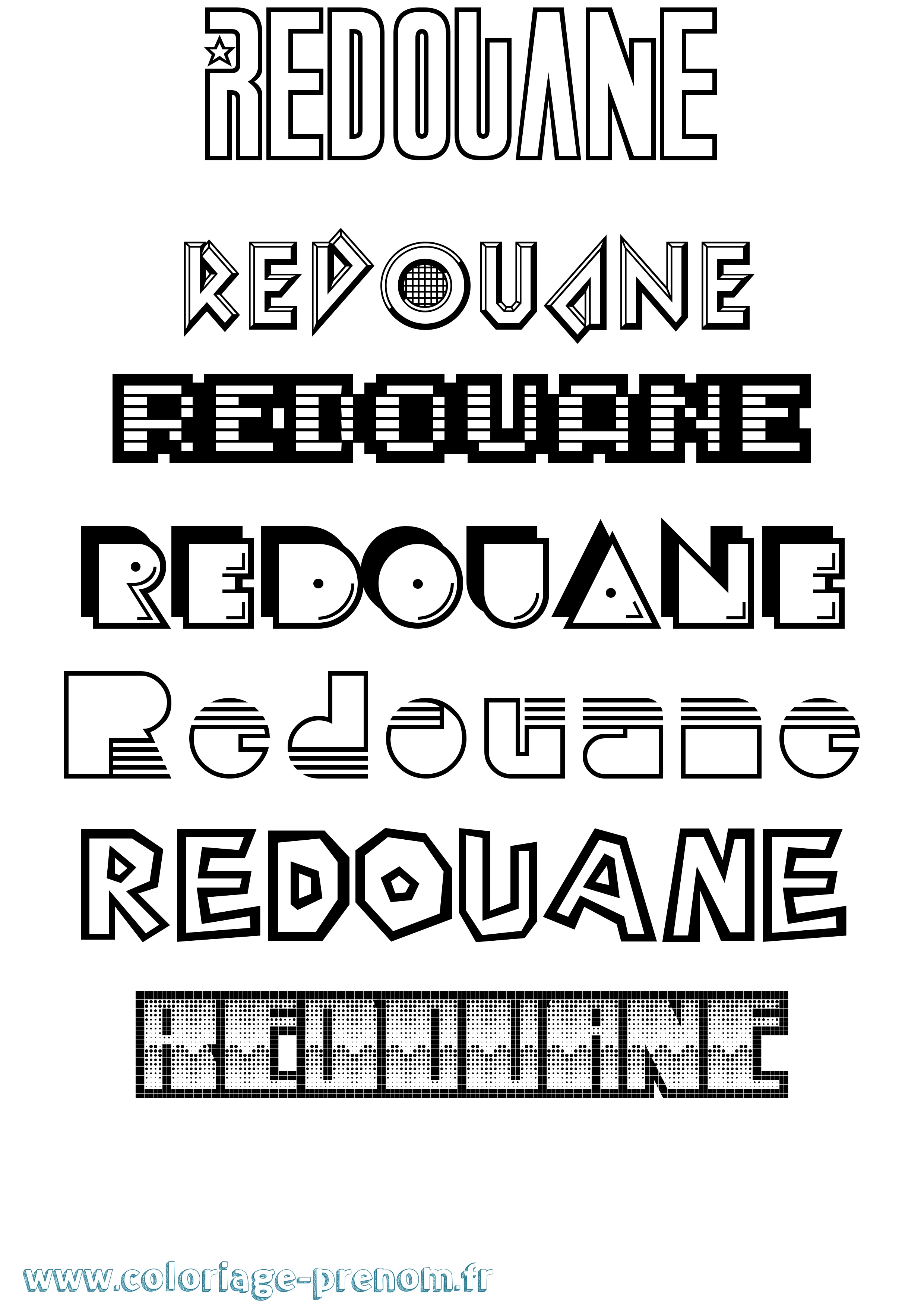 Coloriage Redouane Jeux Vidéos Coloriage prénom Redouane Jeux Vidéos