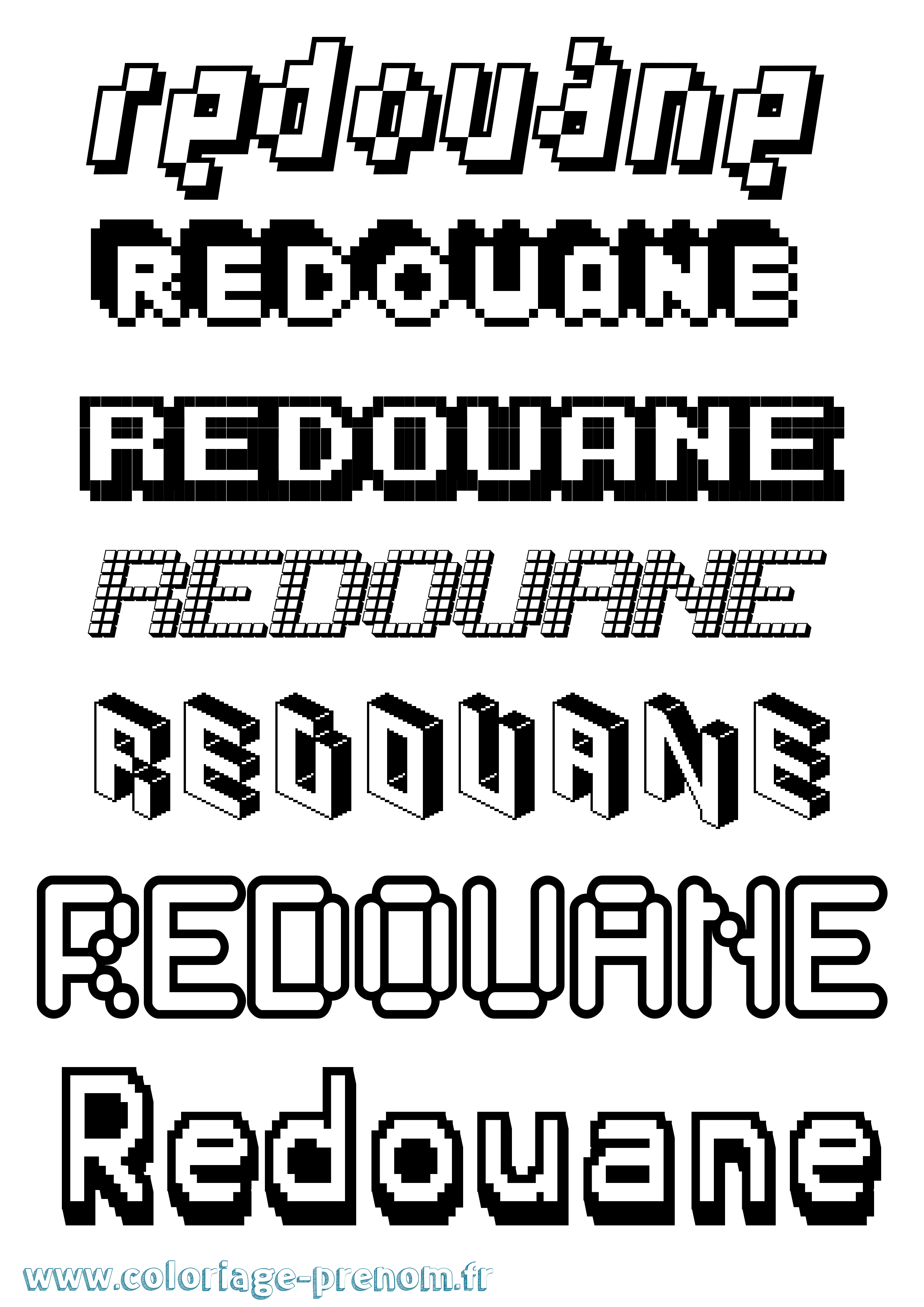 Coloriage Redouane Pixel Coloriage prénom Redouane Pixel