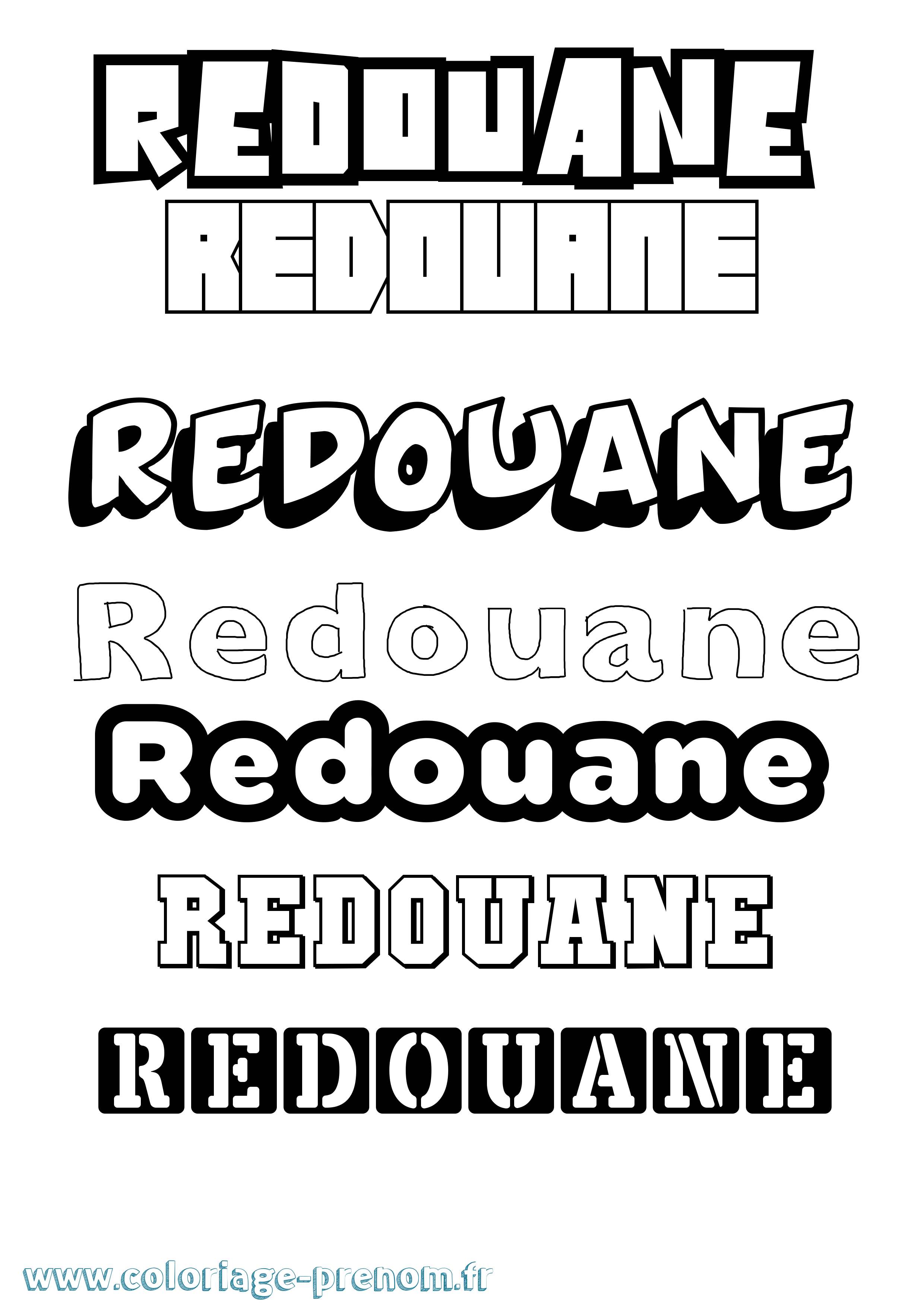 Coloriage Redouane Simple Coloriage prénom Redouane Simple