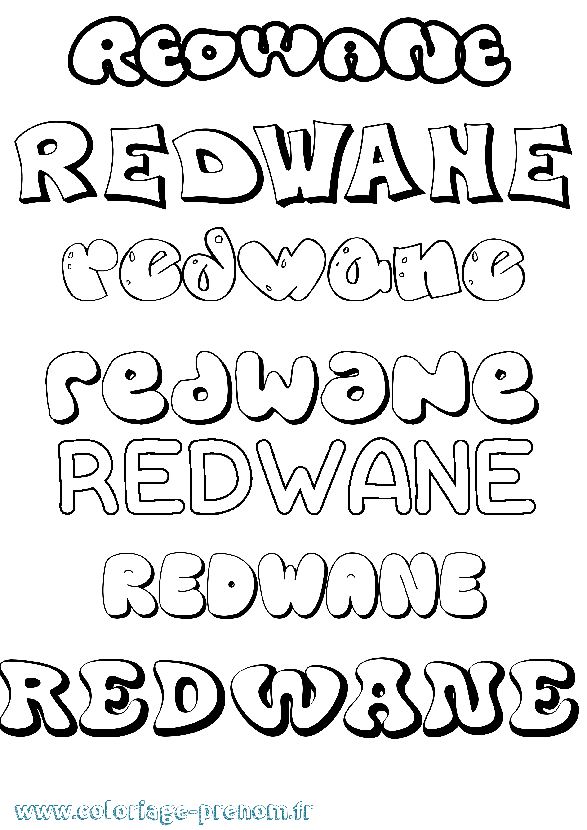 Coloriage Redwane Bubble Coloriage prénom Redwane Bubble