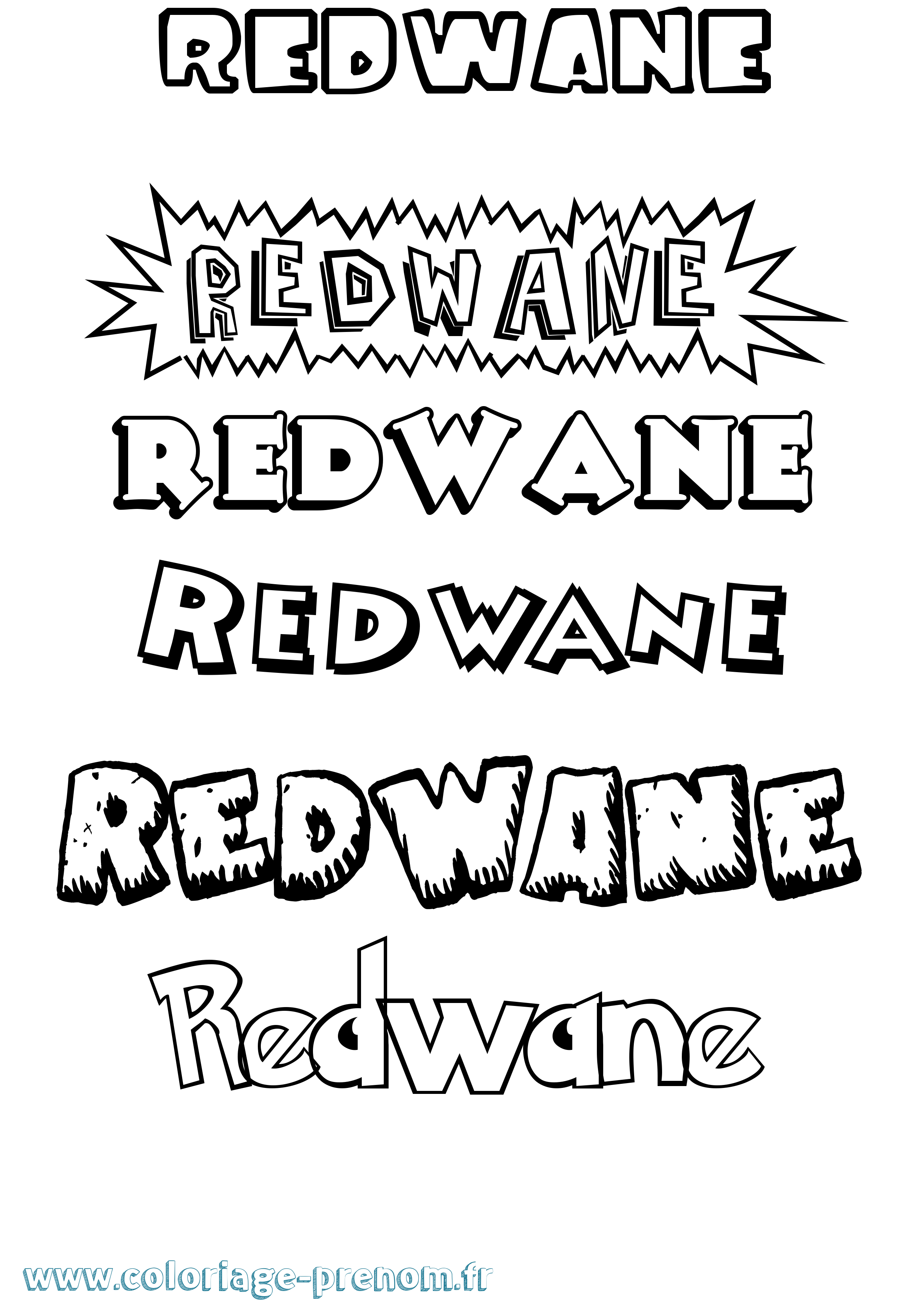 Coloriage Redwane Dessin Animé Coloriage prénom Redwane Dessin Animé