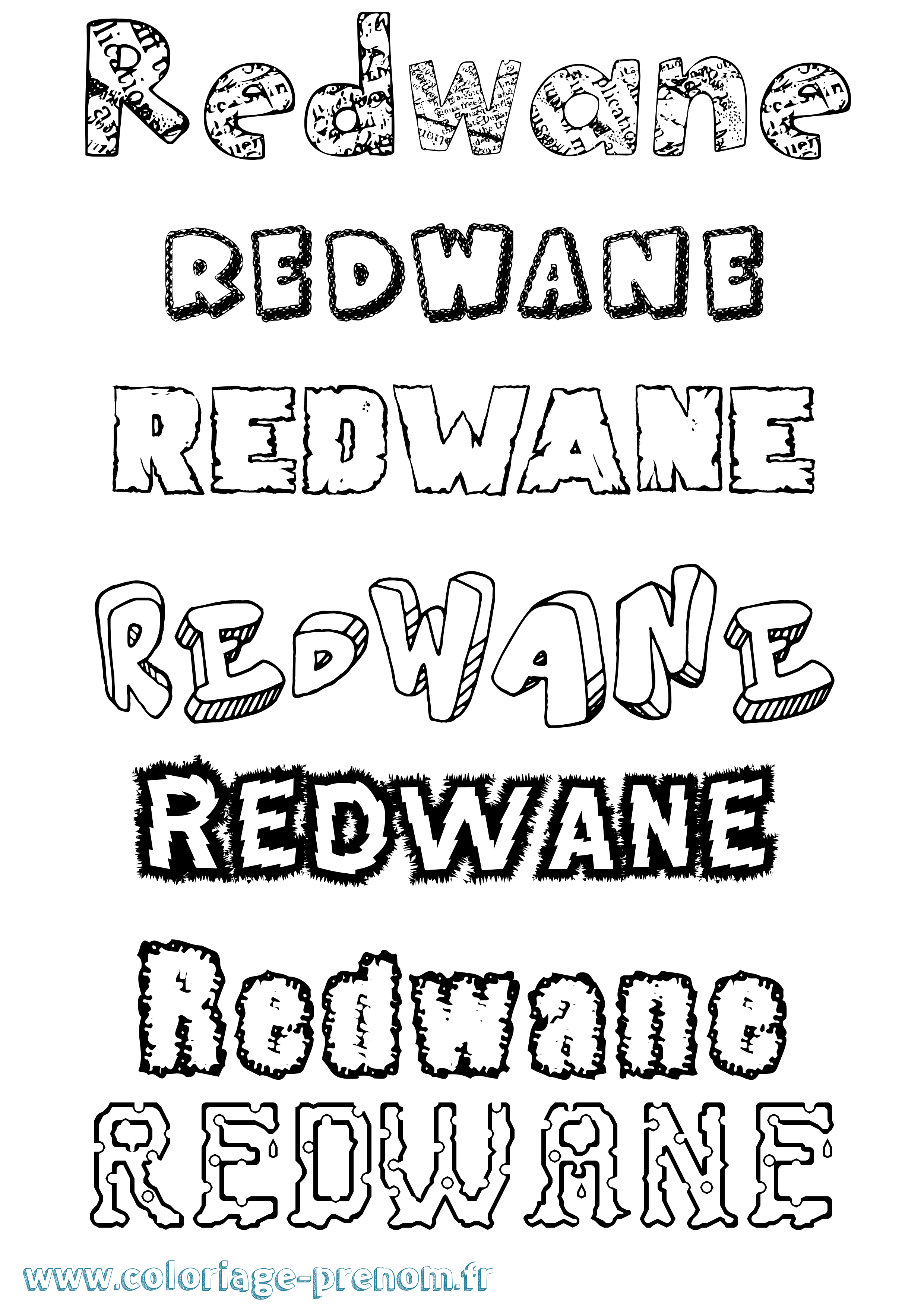 Coloriage Redwane Destructuré Coloriage prénom Redwane Destructuré
