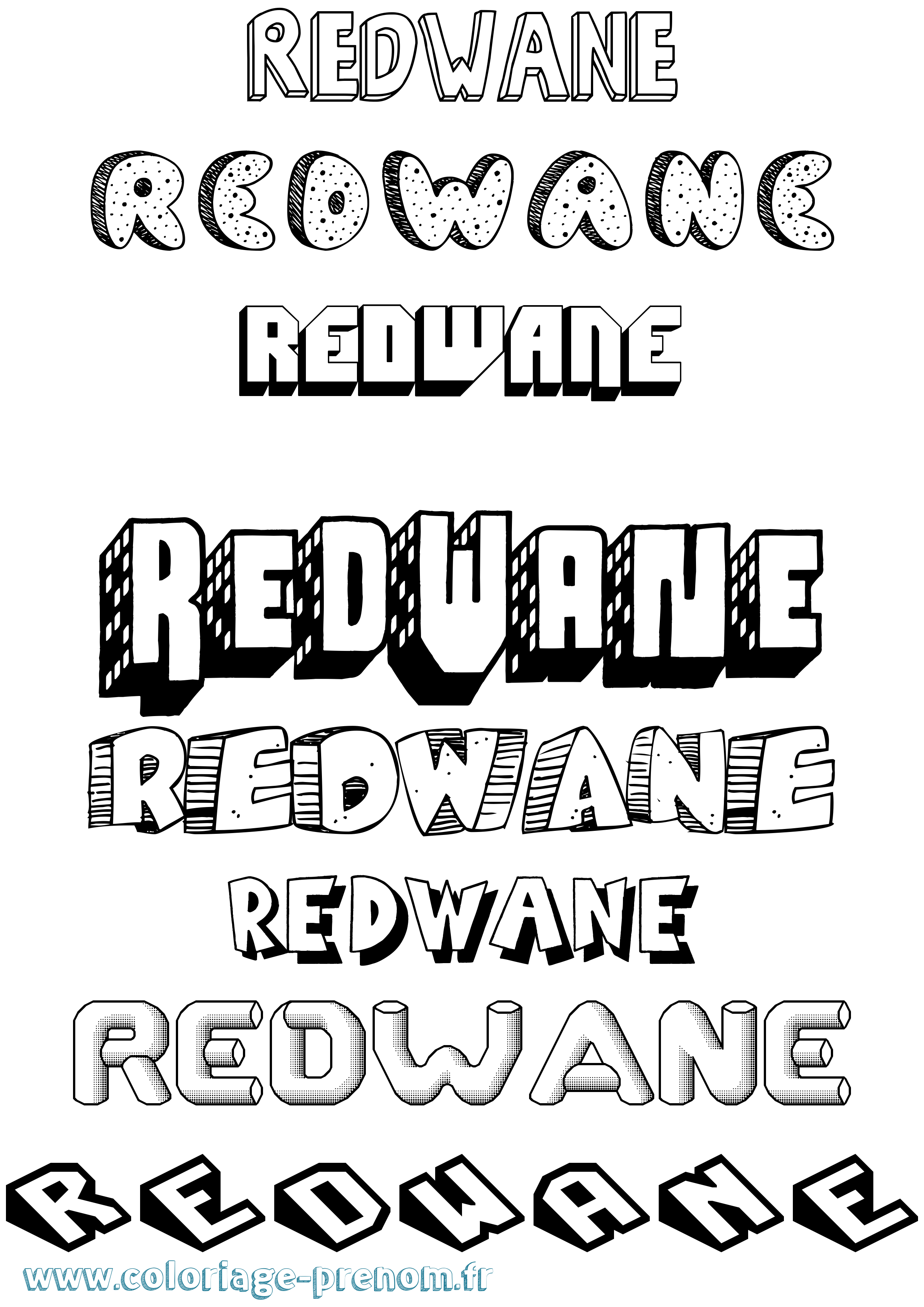 Coloriage Redwane Effet 3D Coloriage prénom Redwane Effet 3D