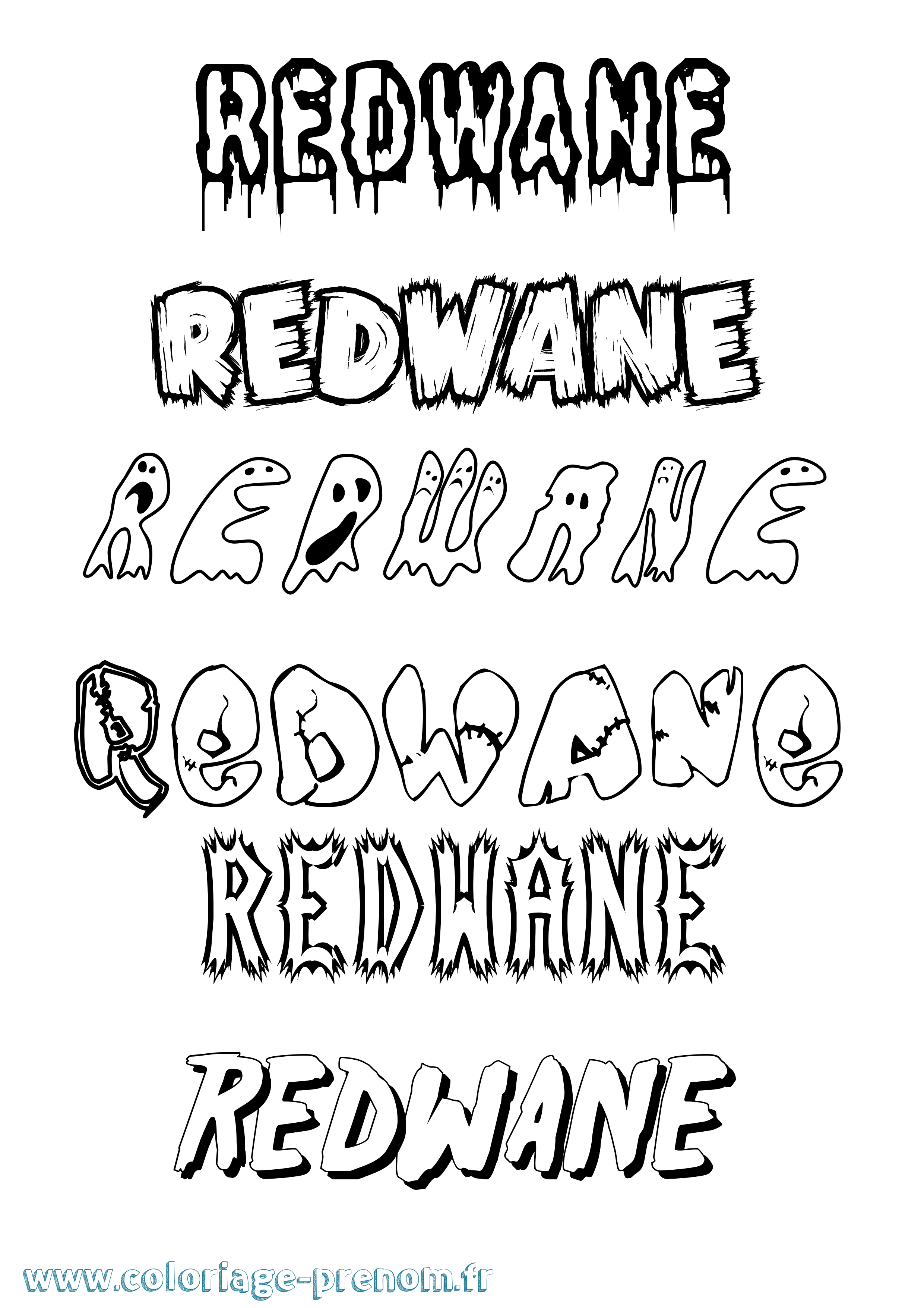 Coloriage Redwane Frisson Coloriage prénom Redwane Frisson