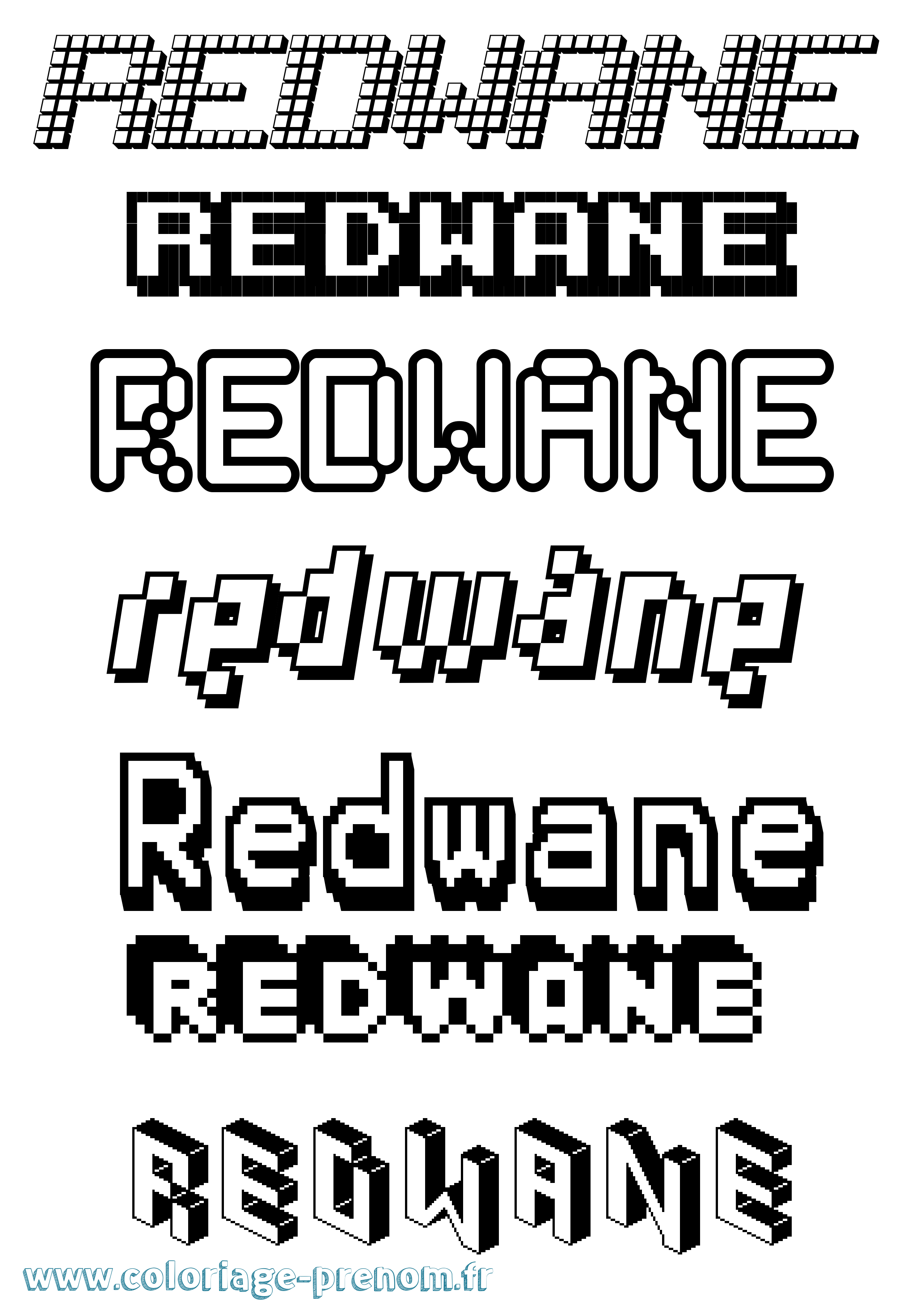 Coloriage Redwane Pixel Coloriage prénom Redwane Pixel